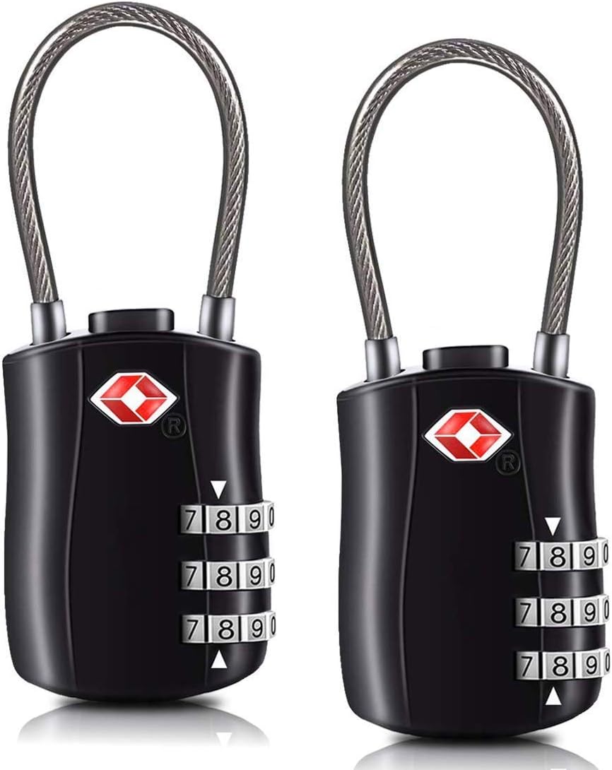 TSA Locks, EMIUP TSA Approved Luggage Locks 3-Digit TSA Security Padlock - Black...