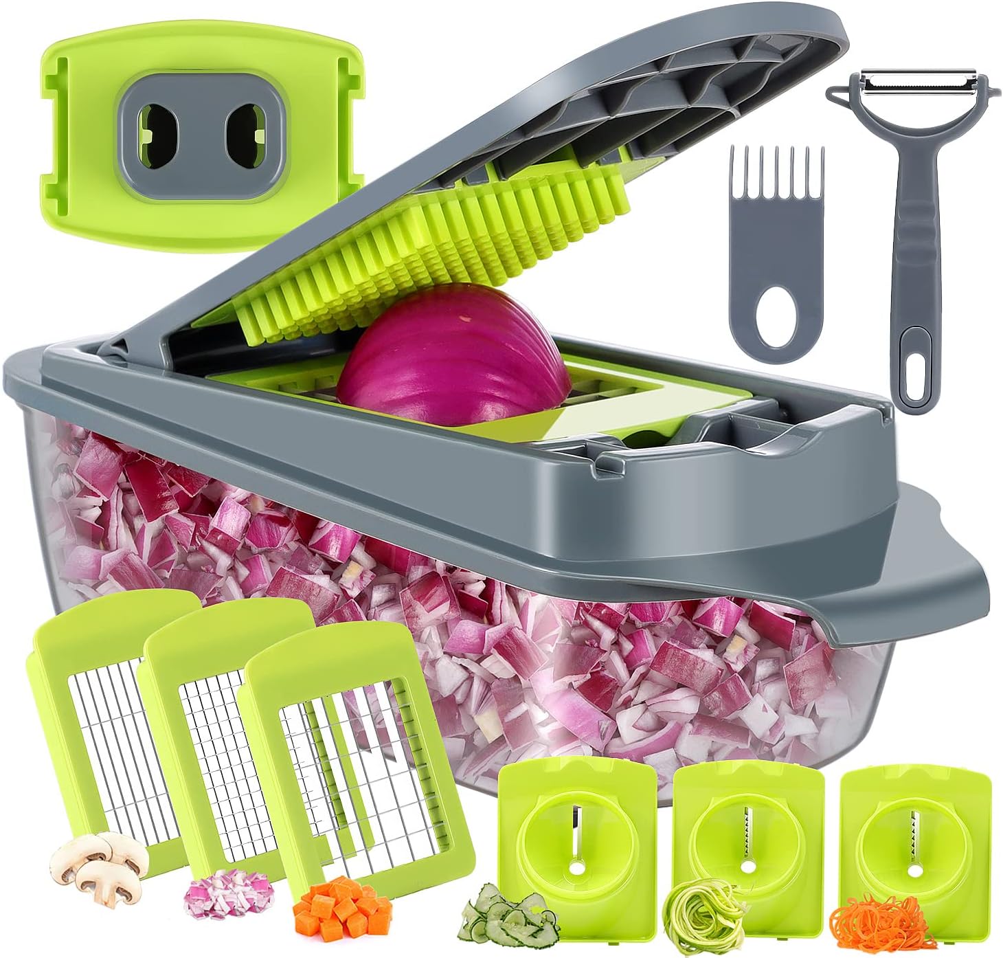 Smile Mom Vegetable Chopper Slicer- Spiralizer Vegetable Slicer - Onion Chopper...
