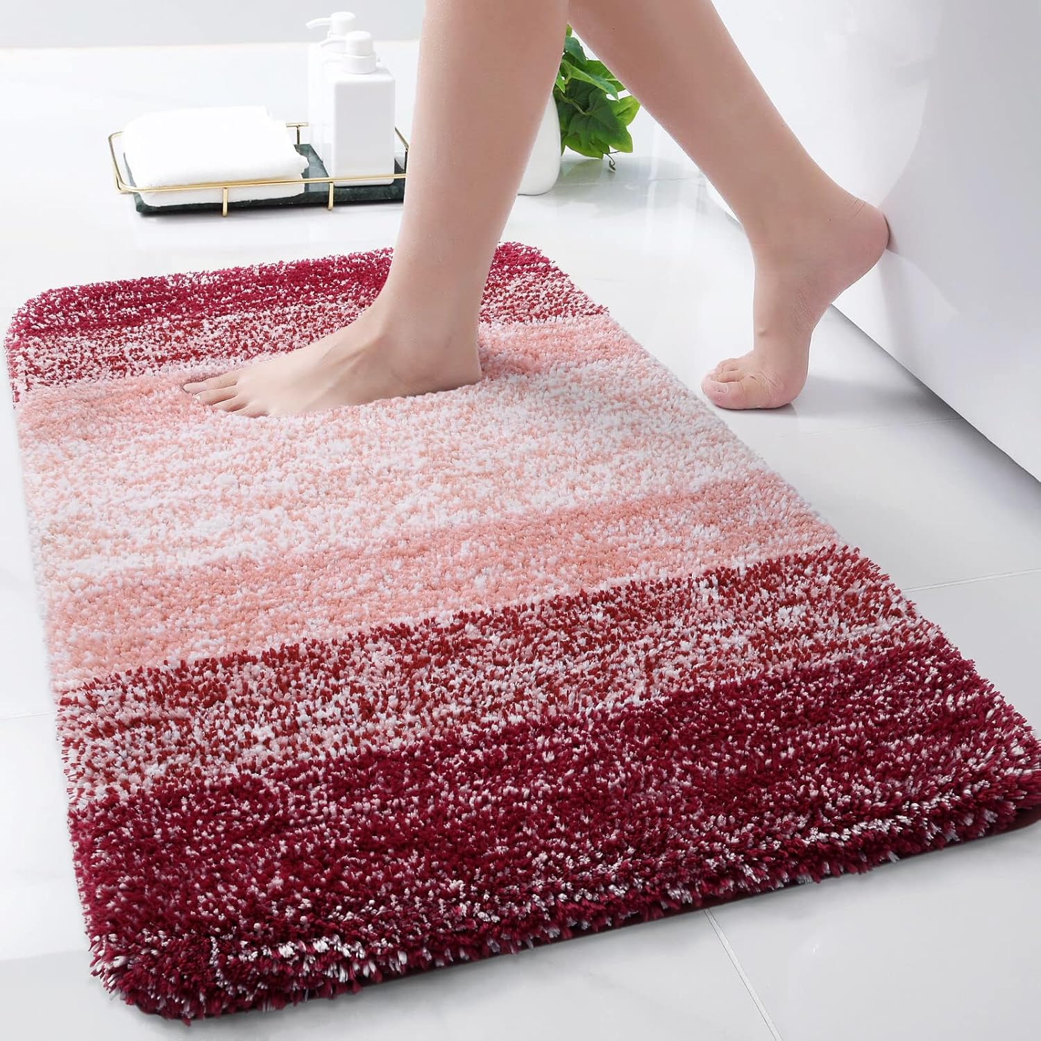 Arotive Microfiber Bathroom Rugs, Shaggy Soft and Absorbent Bath Rug, Non-Slip,...
