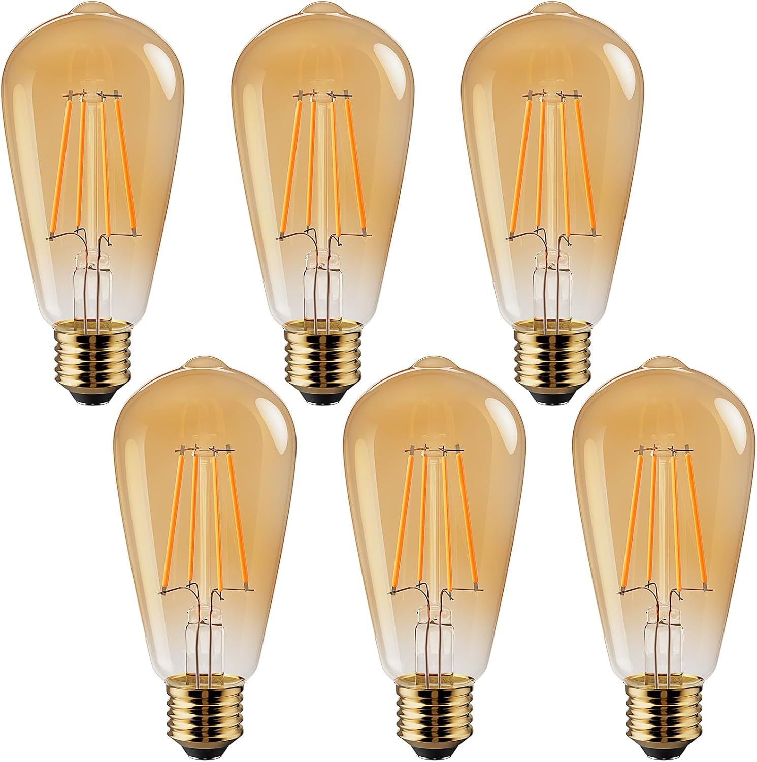 Vanke E27 Light Bulb 6W, Vintage Edison Screw LED Bulbs Warm White 2700K, 60W Eq...