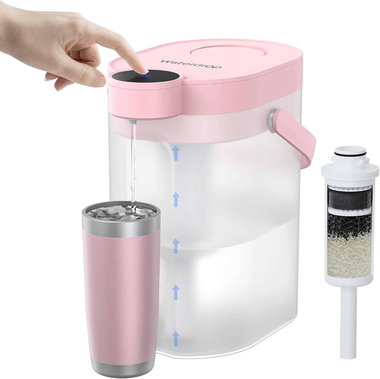 Waterdrop FreshTaste Electric Water Filter Pitcher, Rechargeable Powerful Dispen...