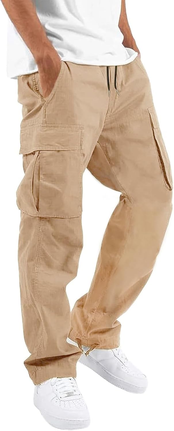 HUNGSON Mens Cargo Pants Casual Hiking Pants Joggers Athletic Pants Cotton Loose...