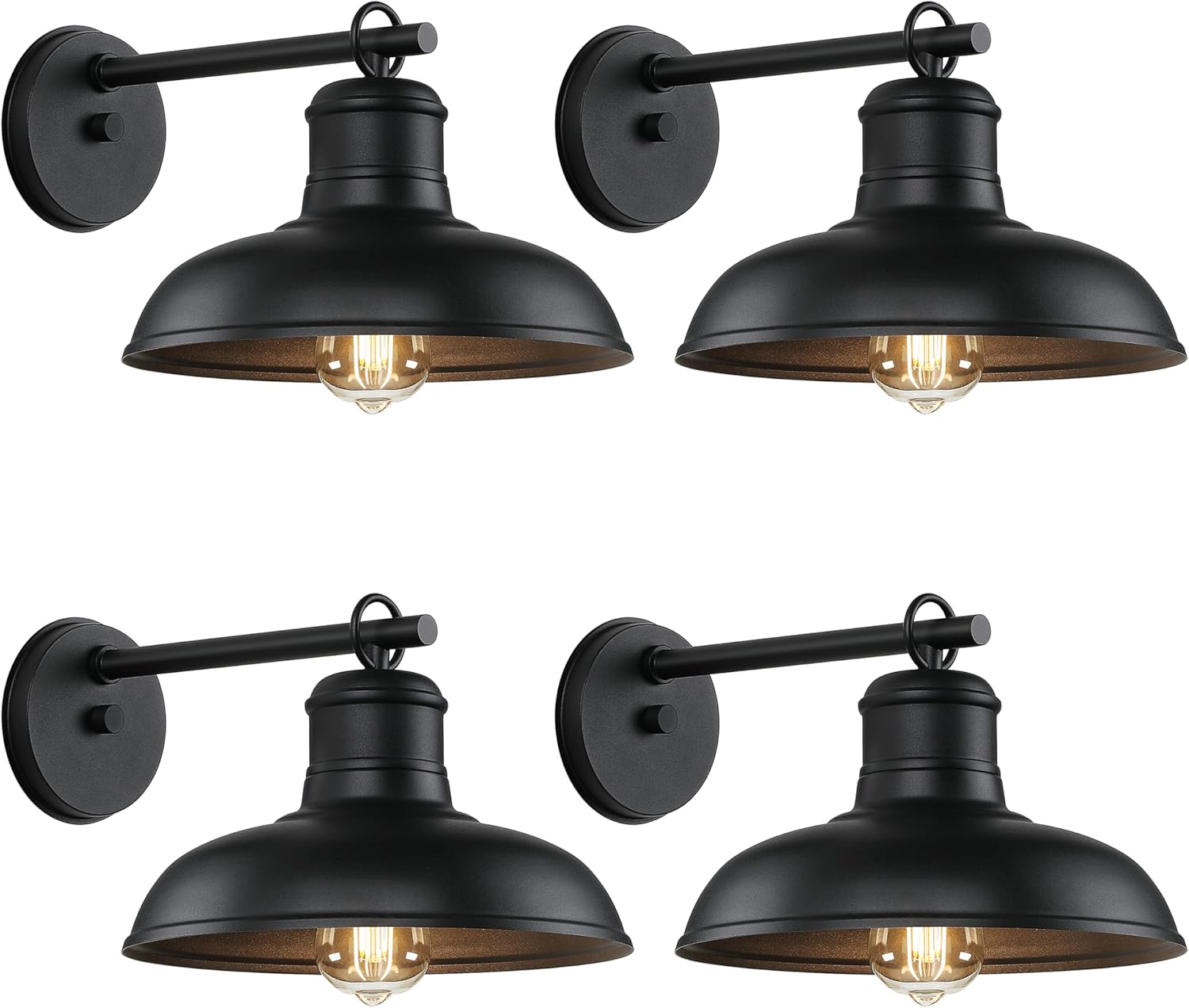 Outdoor Wall Lights - 4-Pack Black Wall Sconces, Farmhouse Barn Lights, Modern I...
