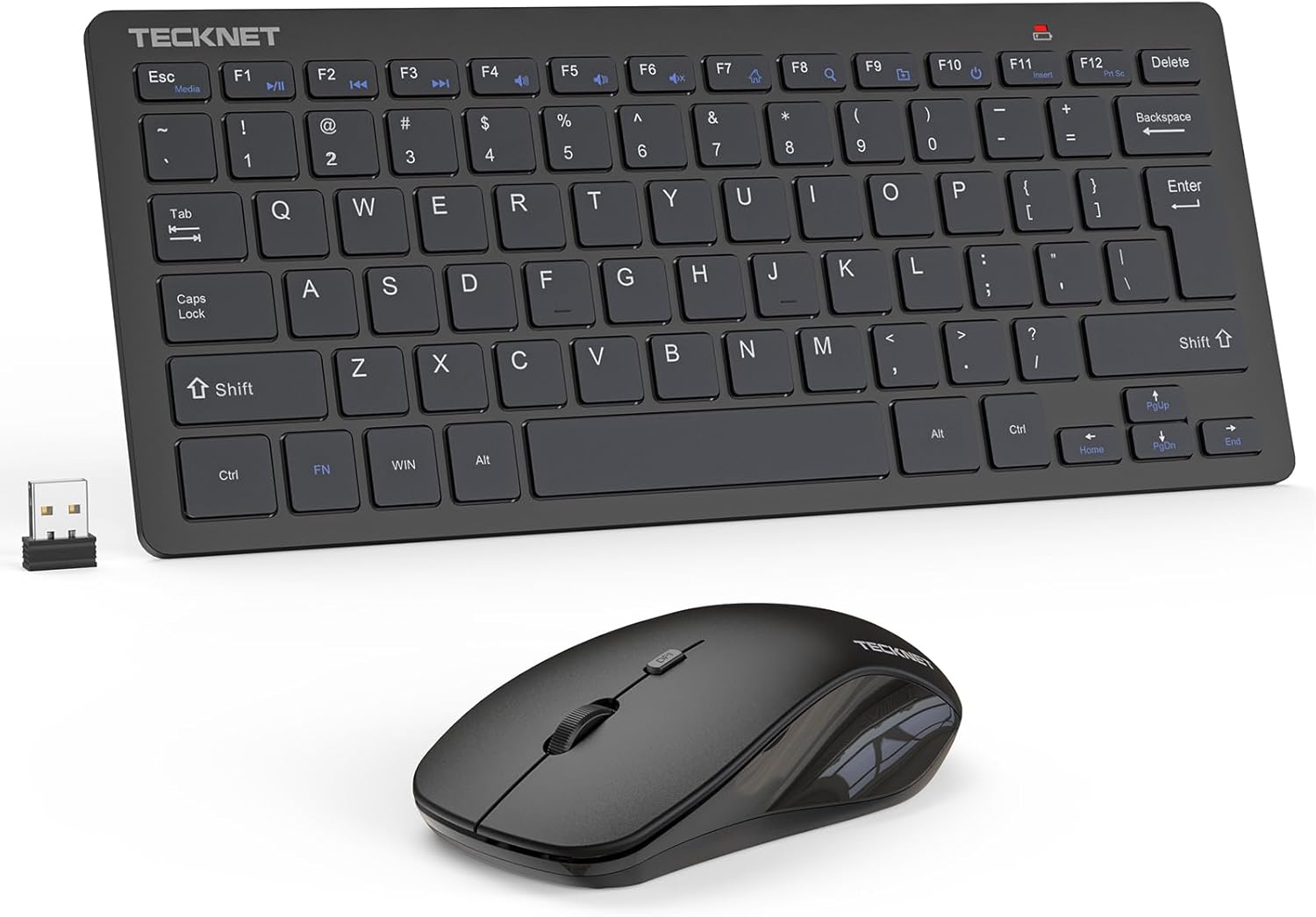 TECKNET Wireless Keyboard and Mouse Combo, Mini Cordless Computer Keyboard and M...