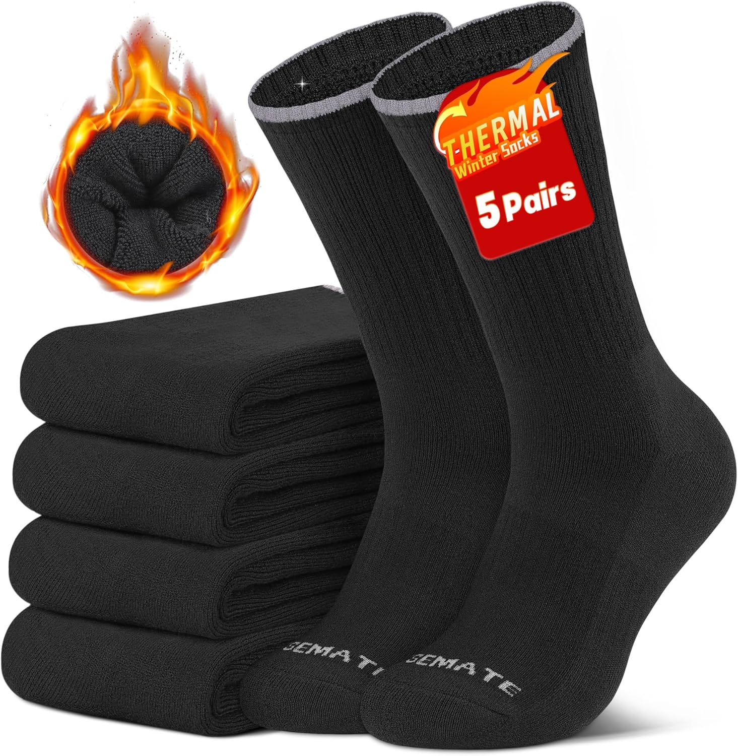 Closemate Mens Thermal Socks Winter Warm Thick Crew Socks for Men Women Wicking...