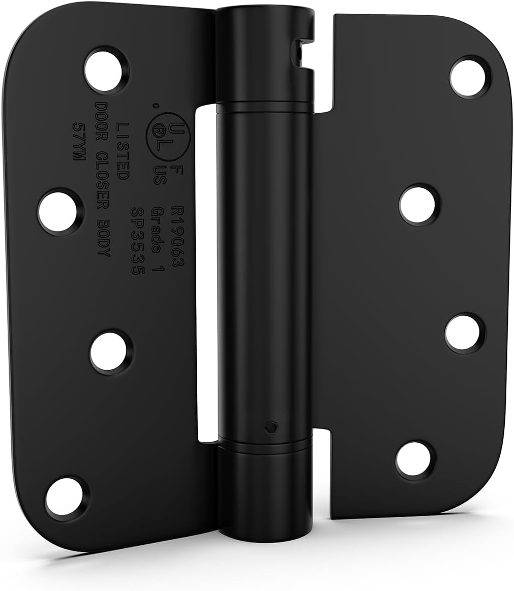 goldenwarm Black Self Closing Door Hinges 4 Pack, 4 inch x 4 inch Spring Loaded...