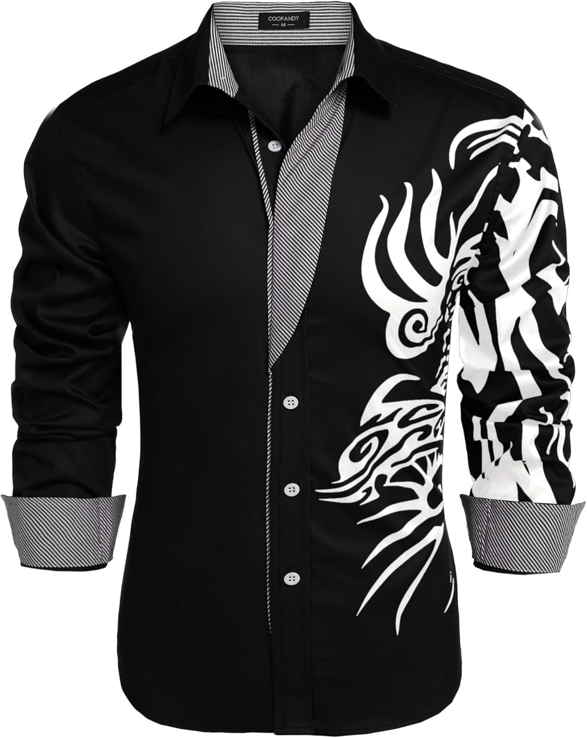 COOFANDY Men's Print Button Down Dress Shirt Fashion Long Sleeve Casual Shirts X...
