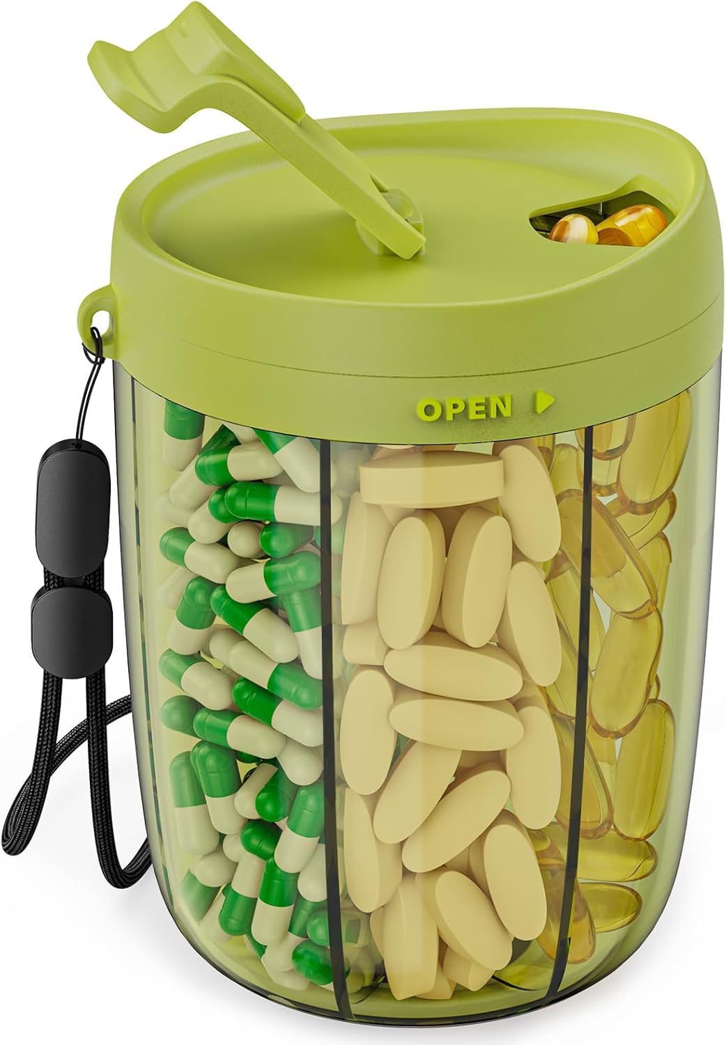 PULIV Large Supplement Organizer Bottle, Holds Plenty of 6 Various Vitamins in 1...