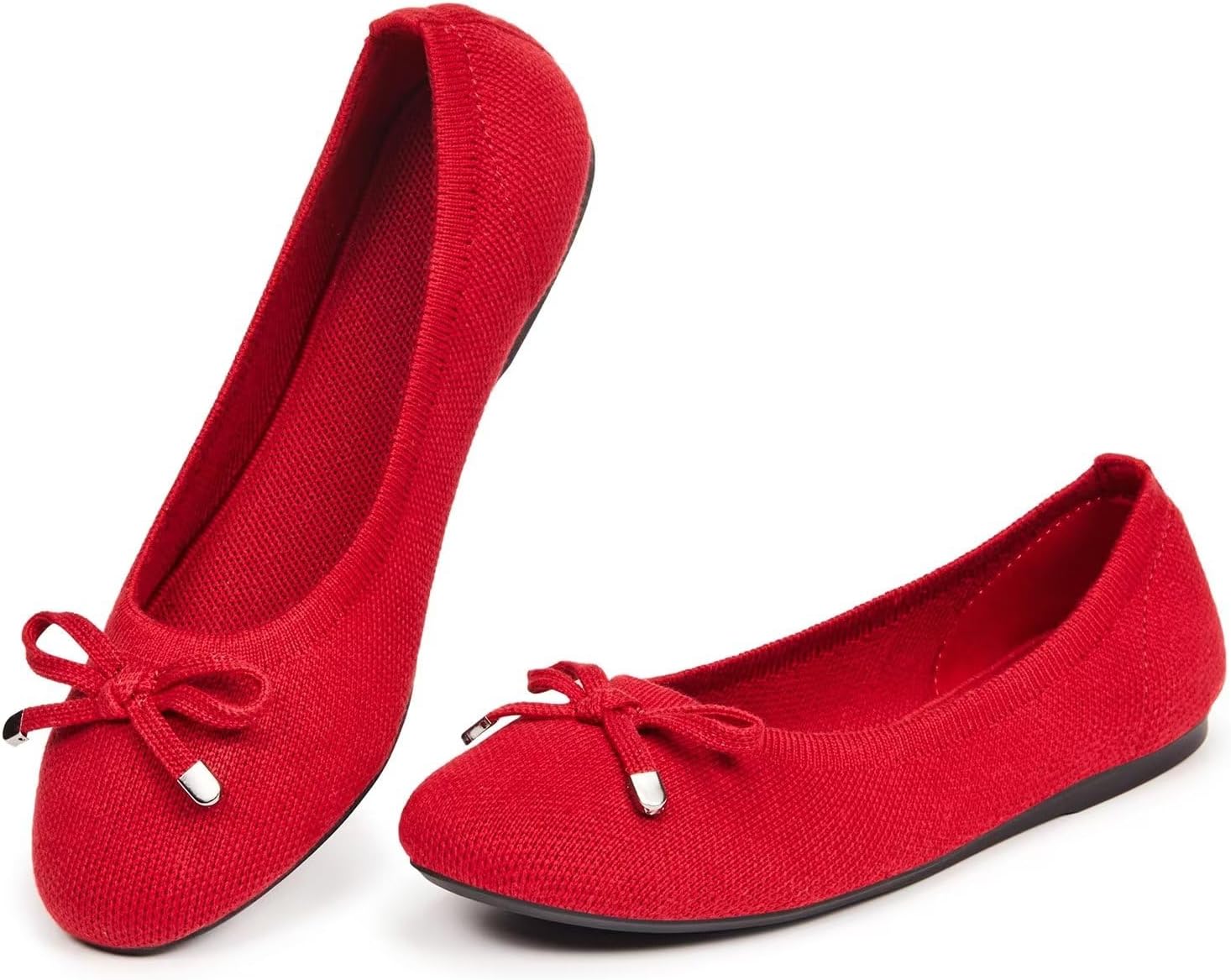 Frank Mully Women's Ballet Flats Round Toe Walking Flats Slip On Work Shoes Knit...
