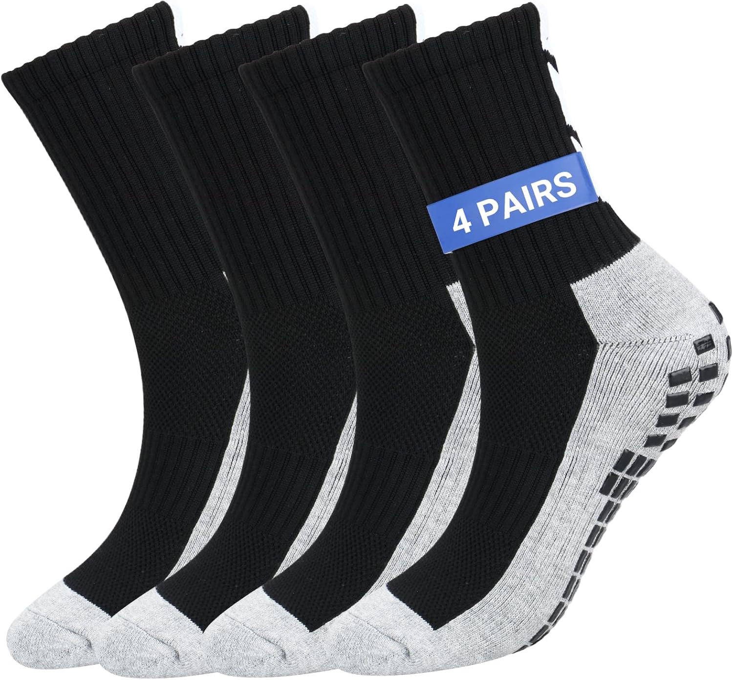 4 Pairs Grip Football Socks, Anti Slip Socks for Mens Women, Men's Running Socks...