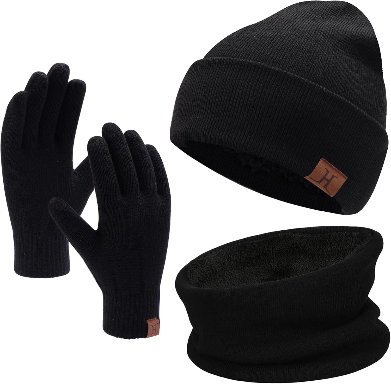 Winter Beanie Hat Scarf Touchscreen Gloves Set for Men and Women, Beanie Gloves...