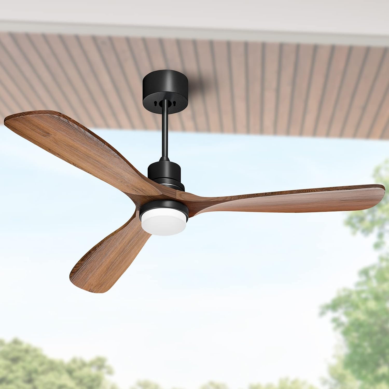 Obabala 52" Ceiling Fan with Lights Remote Control Outdoor Wood Ceiling Fans Noi...