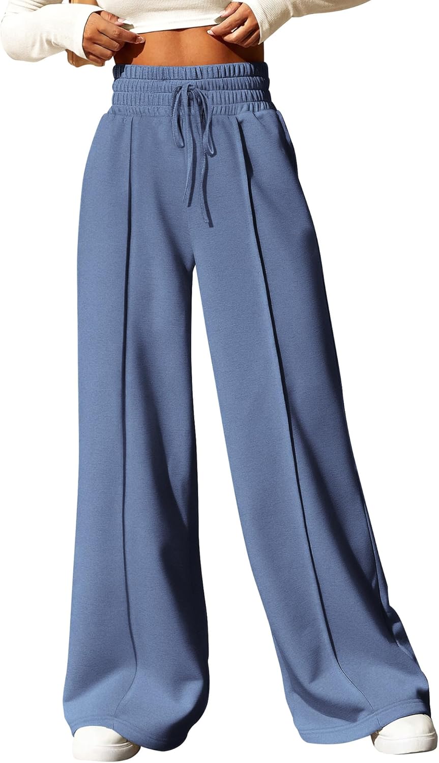 BTFBM Womens Wide Leg Sweatpants Casual Loose Solid Color Pants Comfy Lounge Jog...