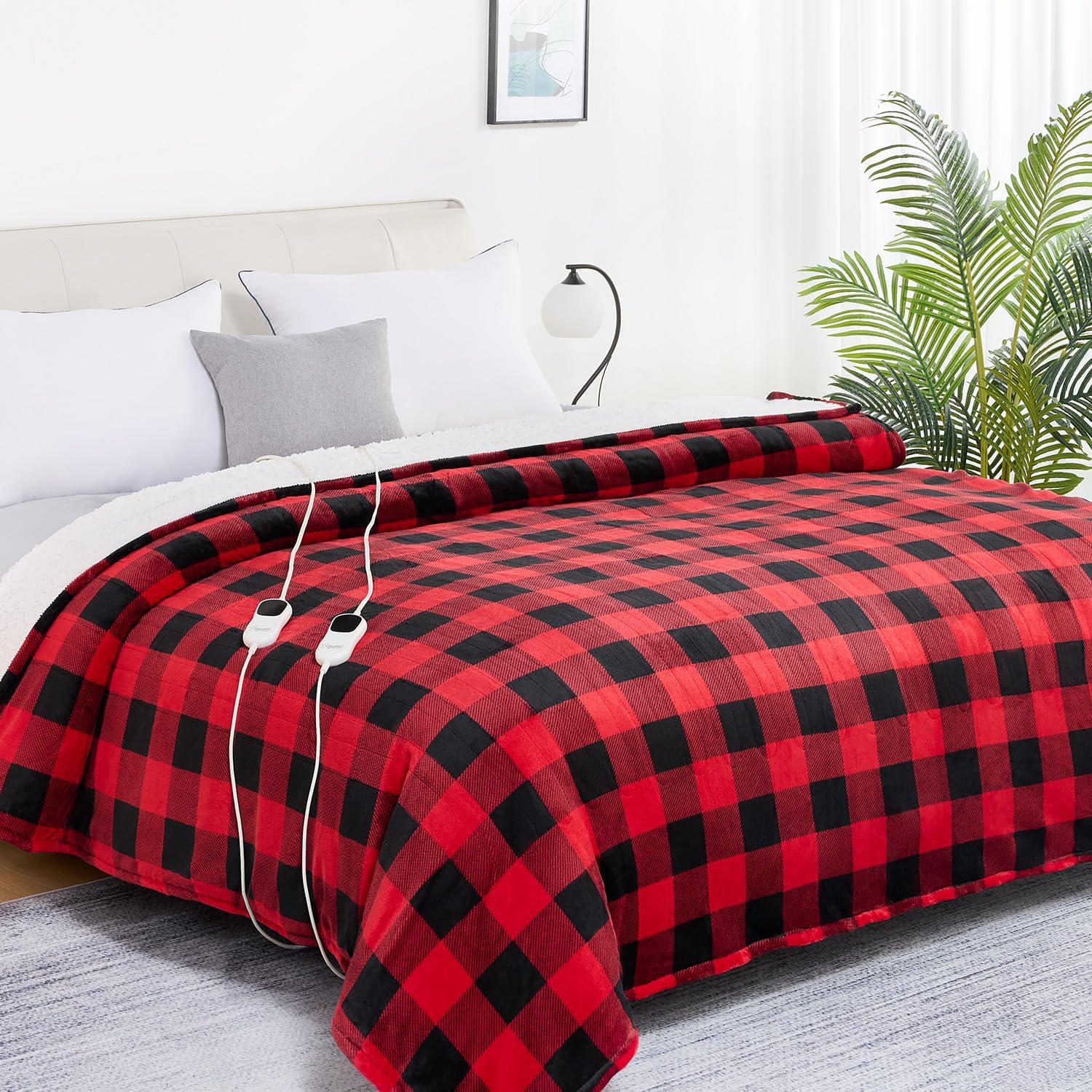 Homemate Electric Blanket Heated Queen Size - 84“x90“ Ultra Soft Cozy Flannel He...
