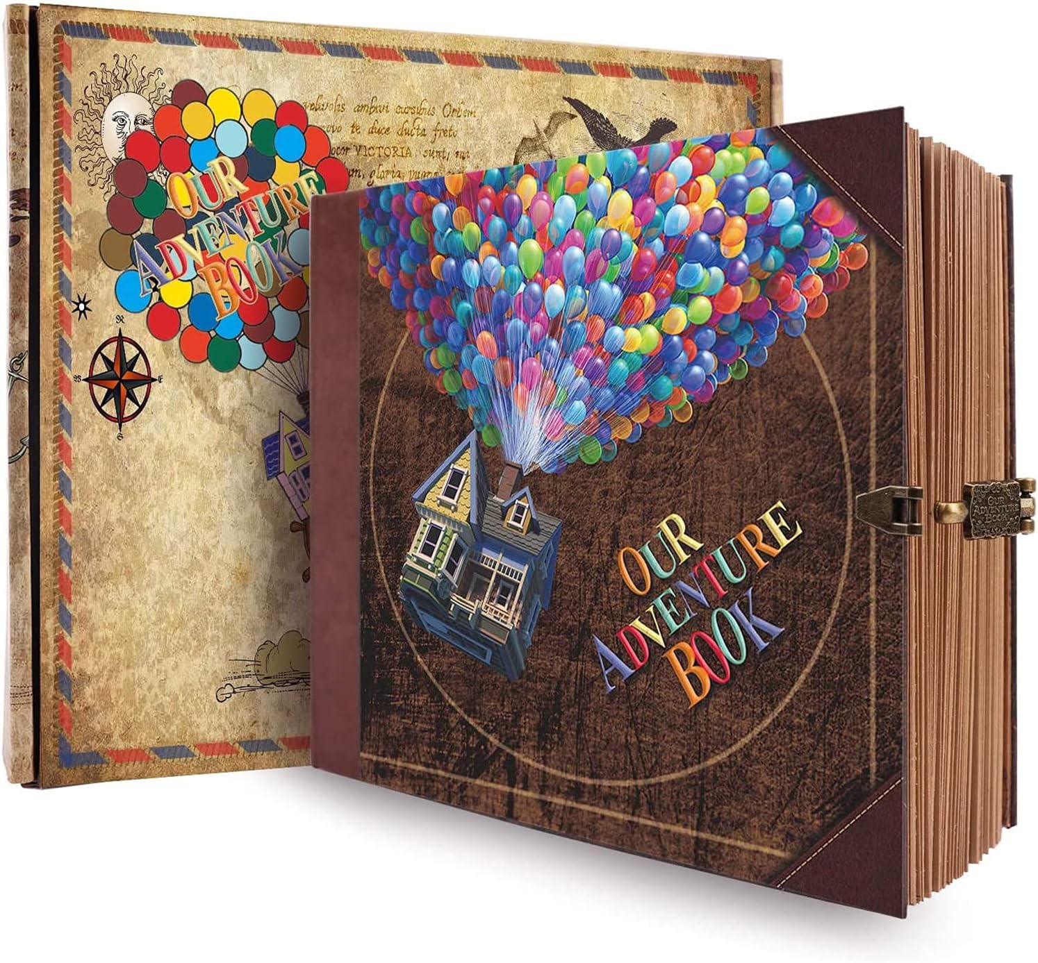 Our Adventure Book Scrapbook Photo Album, 146 Pages 8.9 * 7.7 Inch Retro Style E...
