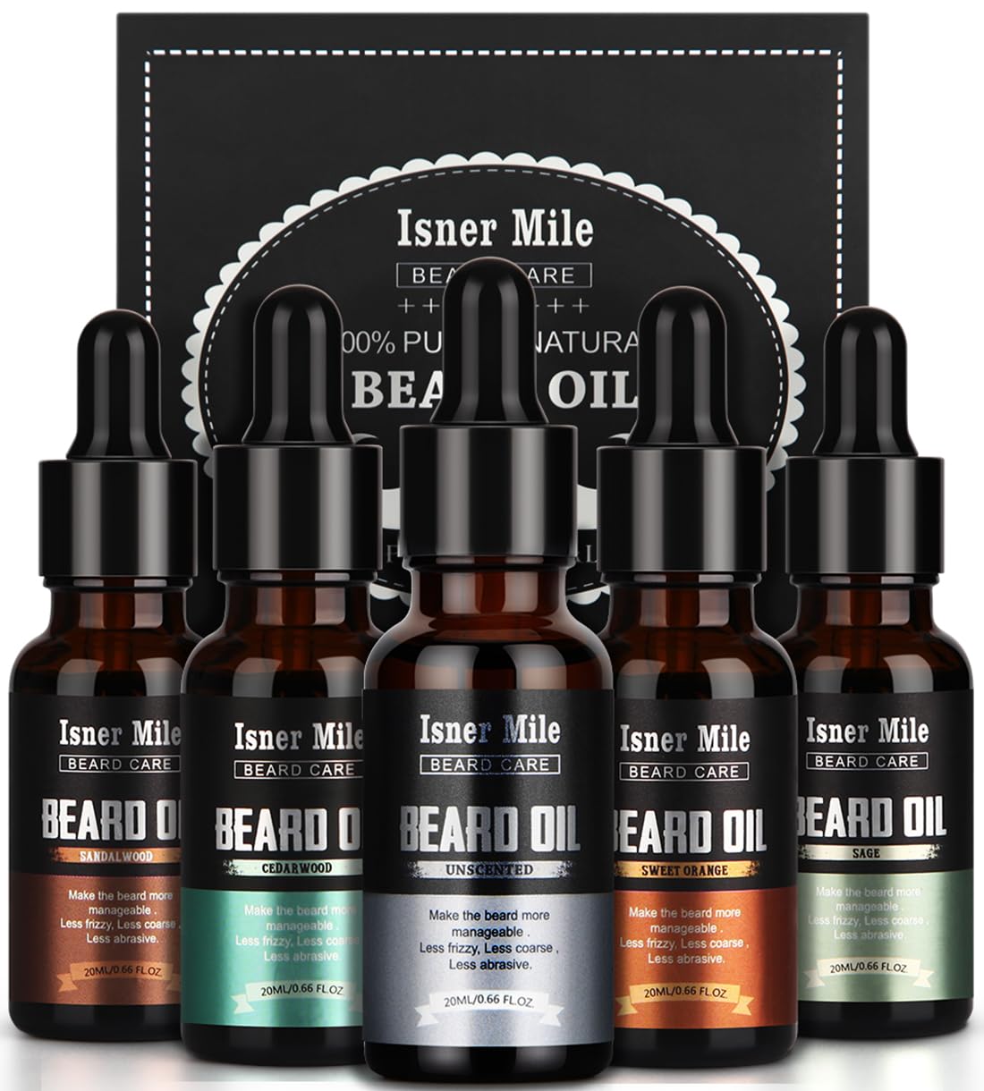 ISNER MILE 5 Pack Beard Oil Set Leave in Condition...