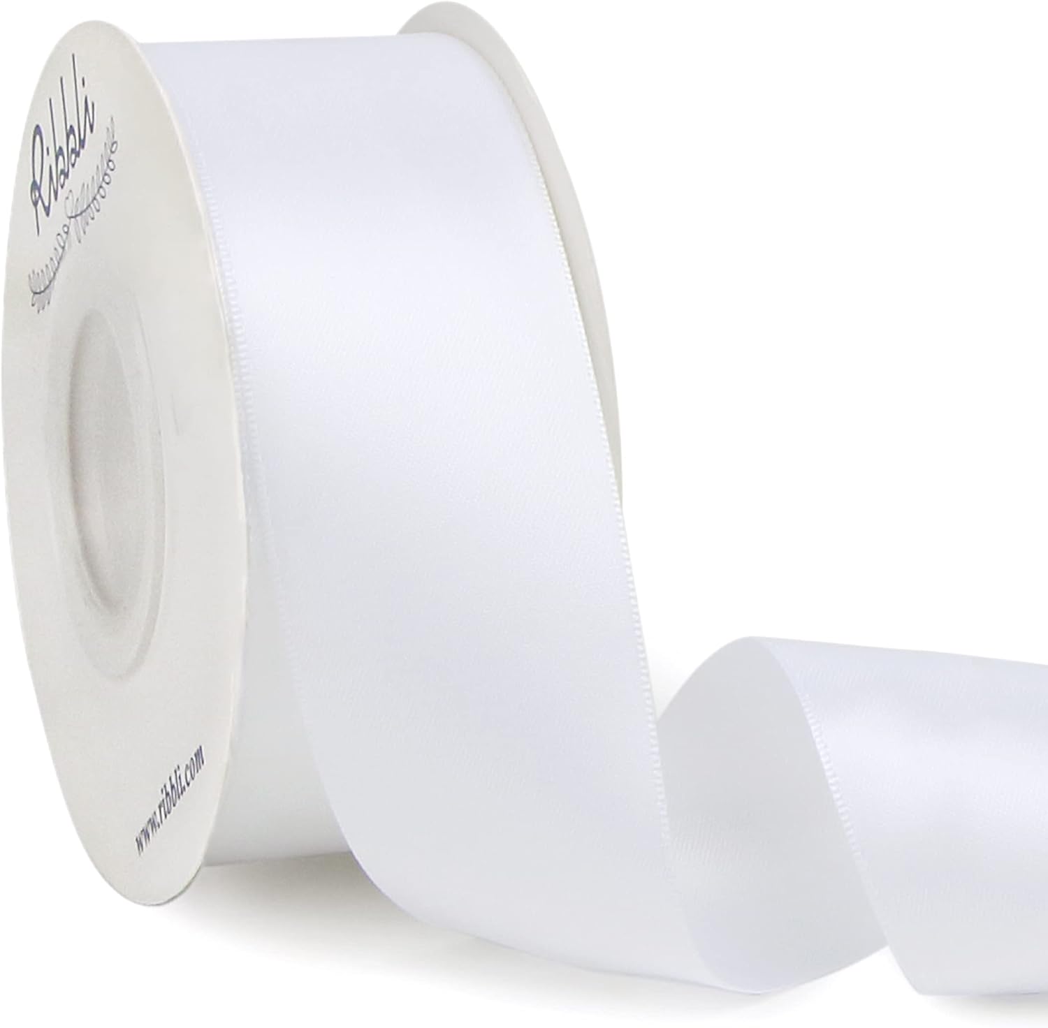 Ribbli White Double Faced Satin Ribbon,1-1/2” x Continuous 25 Yards,Use for Bows...