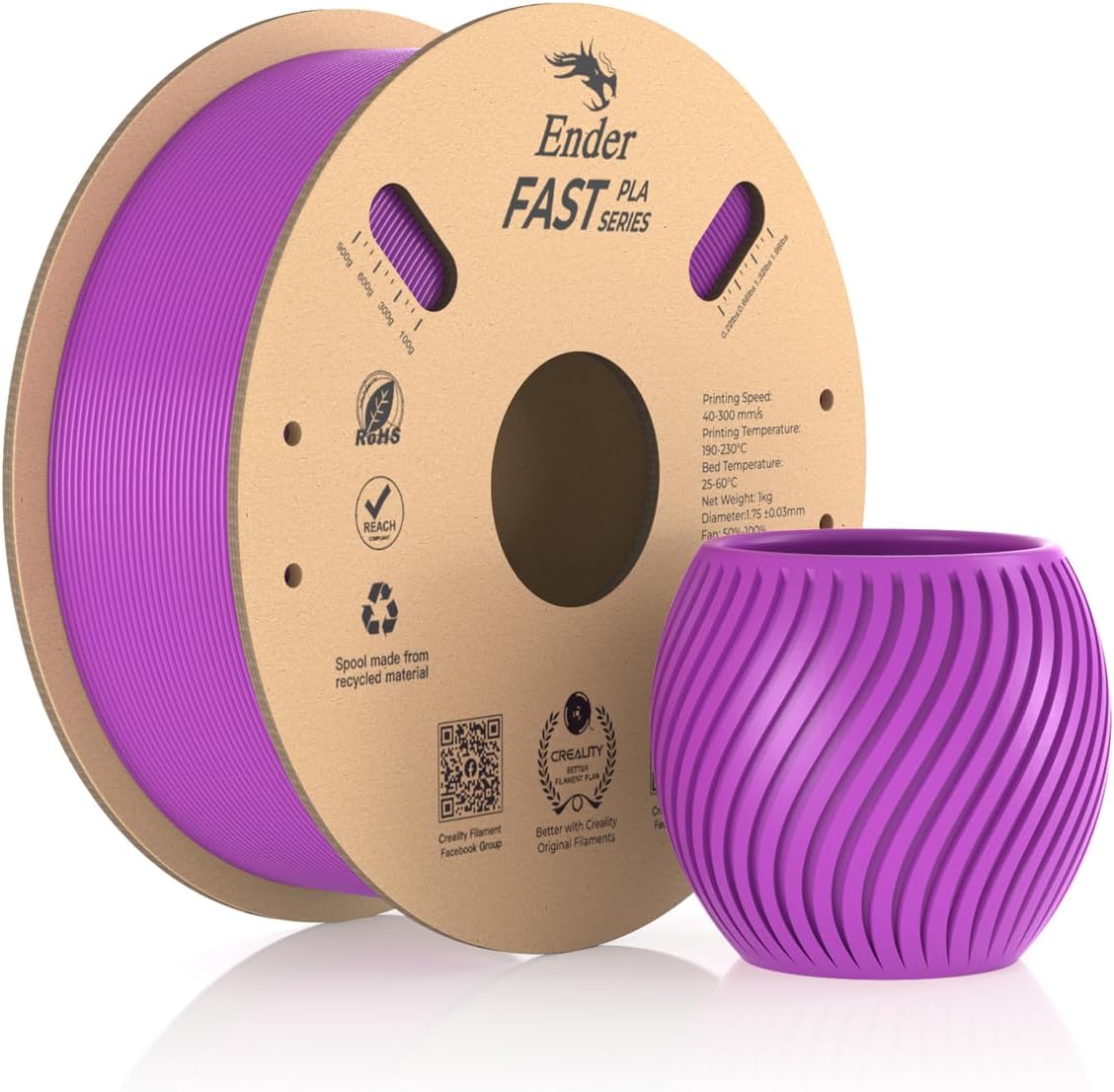 Creality Official Ender Fast PLA Filament, 1.75mm 3D Printer Filament Support 30...