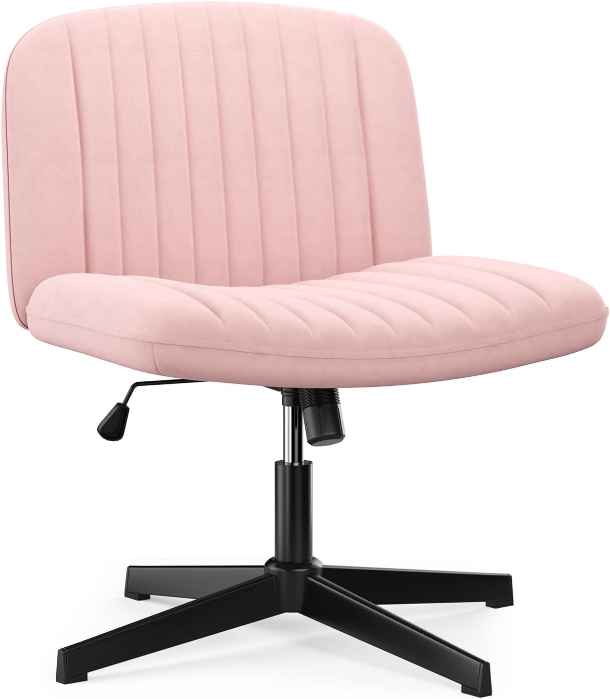 naspaluro Armless Office Chair No Wheels Velvet Fabric Cross-legged Desk Chair H...