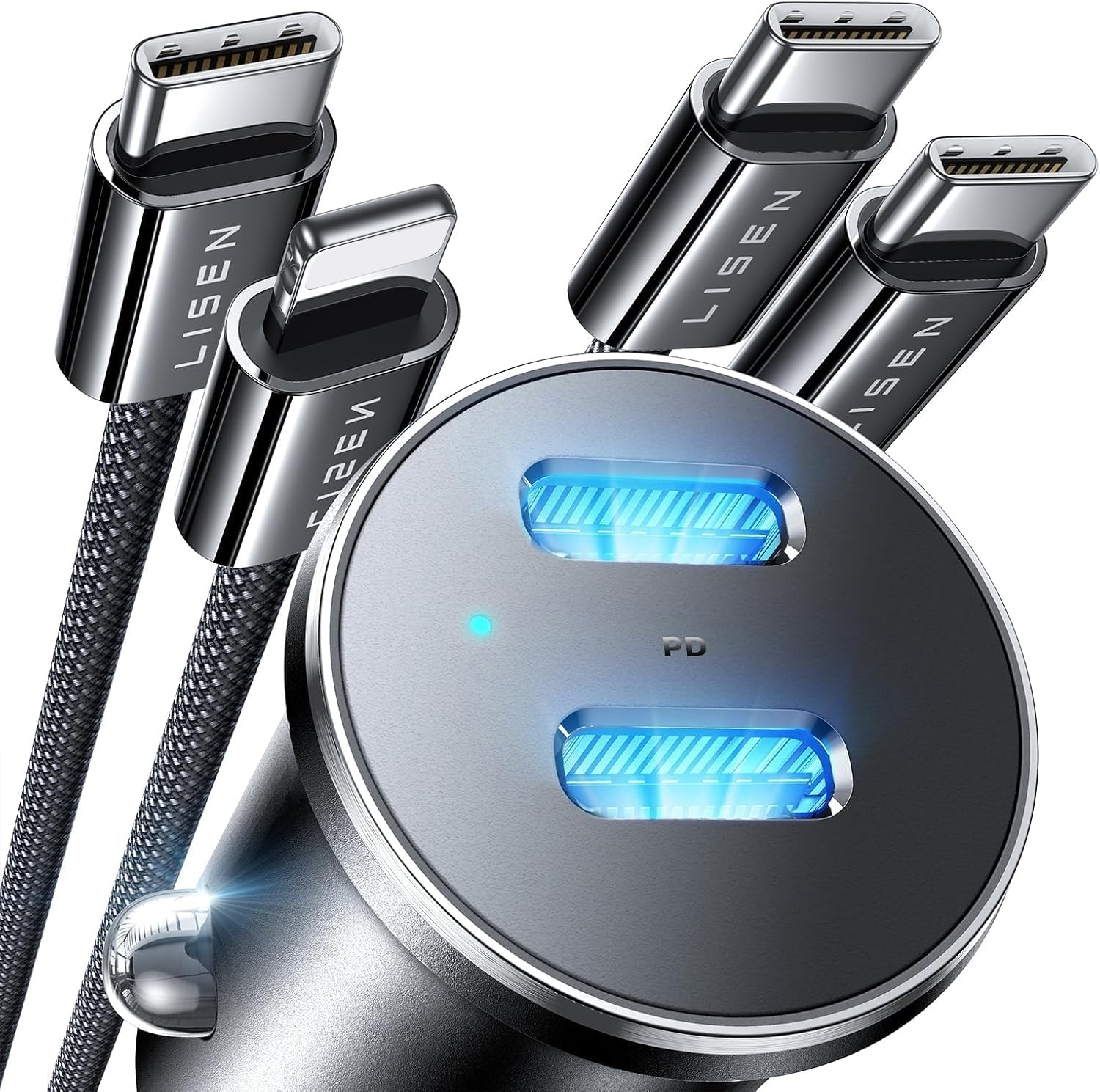 LISEN 90W USB C Car Charger Fast Charging, Dual PD...