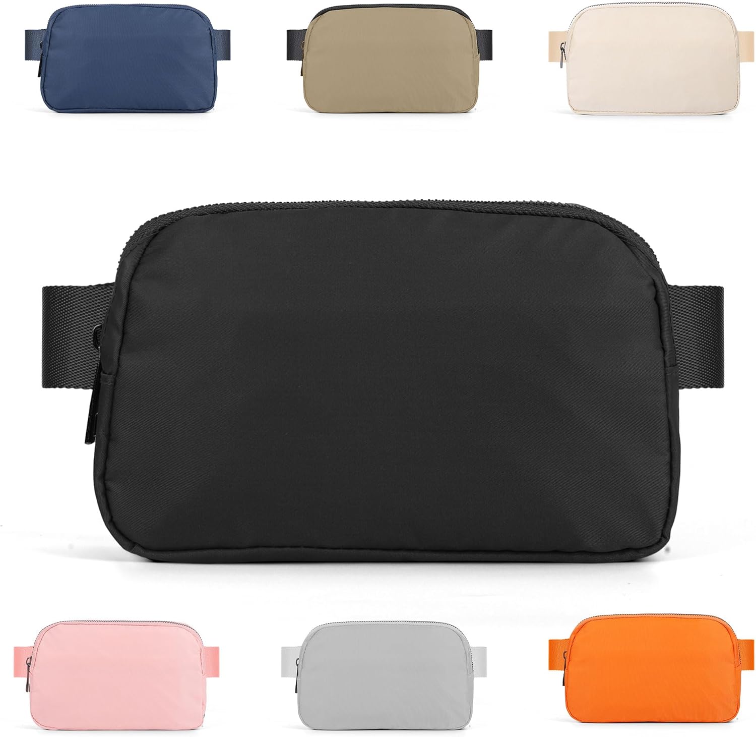 ZPN Mini Fanny Pack Black Belt Bag for Women and Men, Fashionable Waterproof Wai...