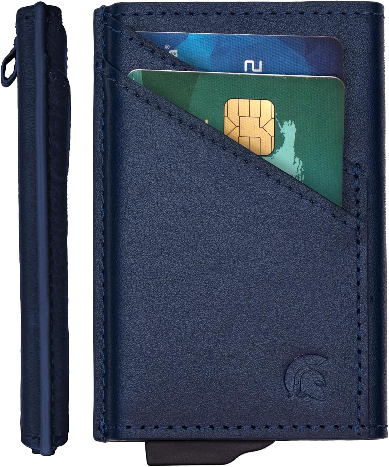 POWR Card Holder Wallet. Royal Blue Vegan Leather RFID Card Holder for Men. Mini...
