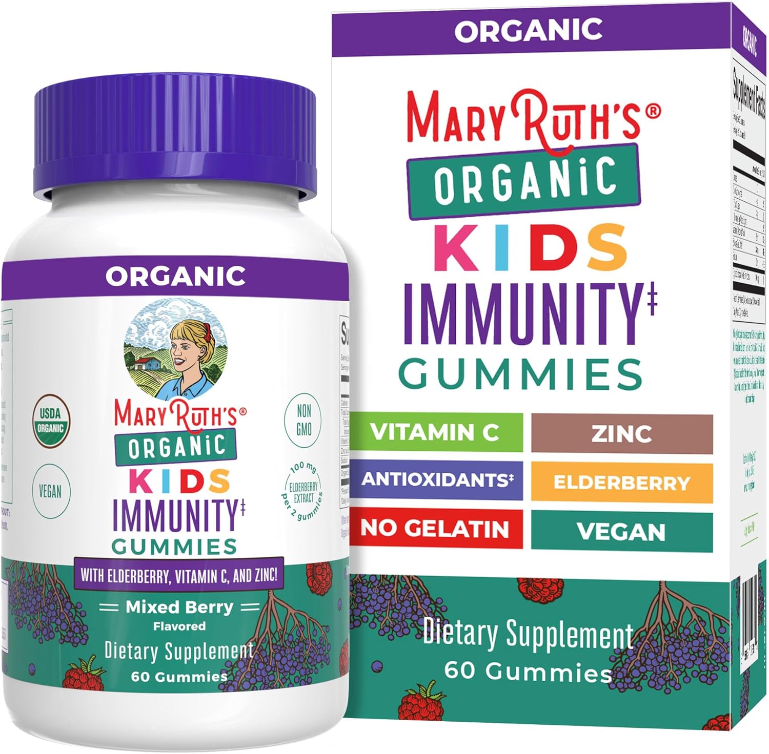 MaryRuth's Kids Immune Support Gummies | USDA Organic | Vitamin C, Zinc, and Eld...