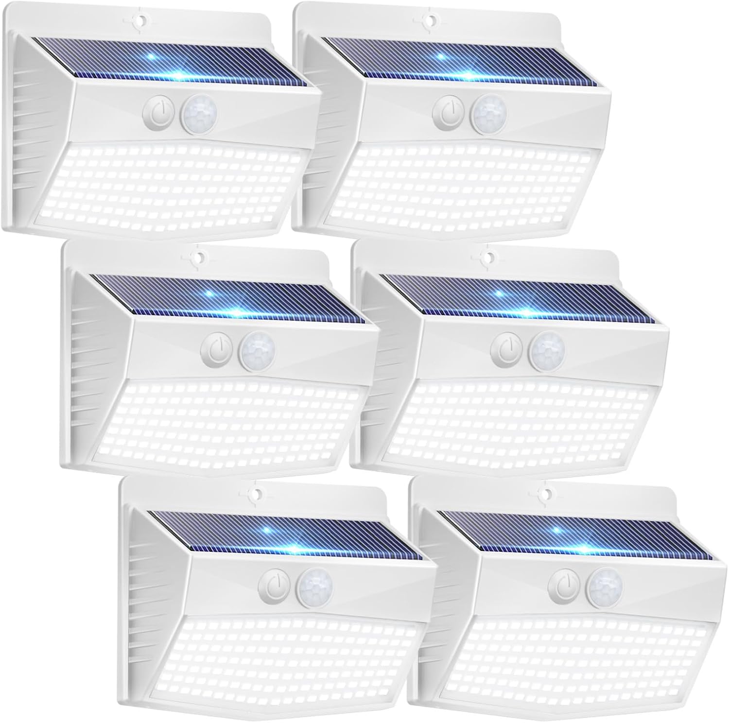 Peasur [6 Pack] 138 LED White Frame Solar Security Lights Outdoor, Solar Powered...