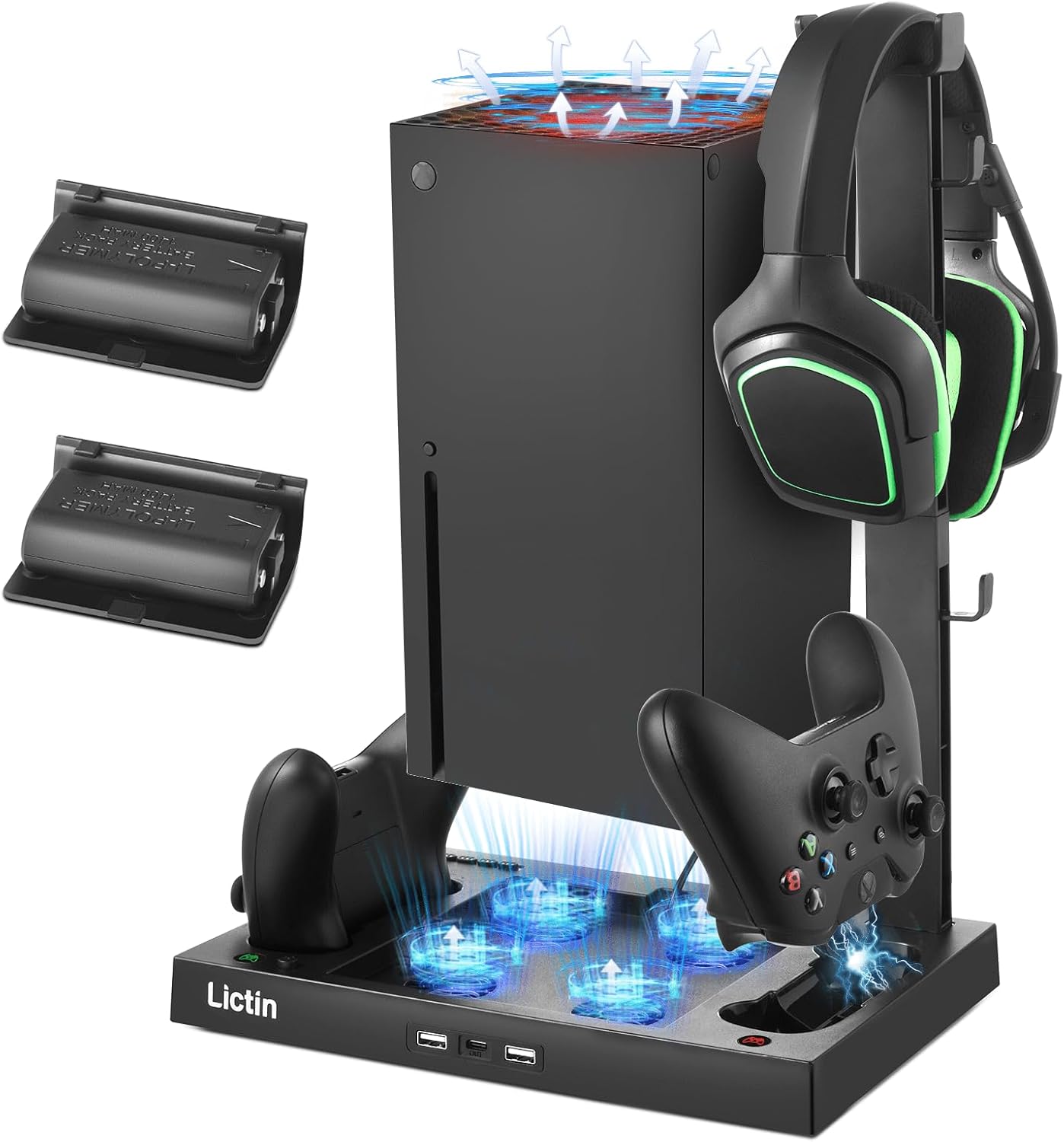 Lictin Cooling Fan Charging Station for Xbox Series X Console & Controller, Upgr...