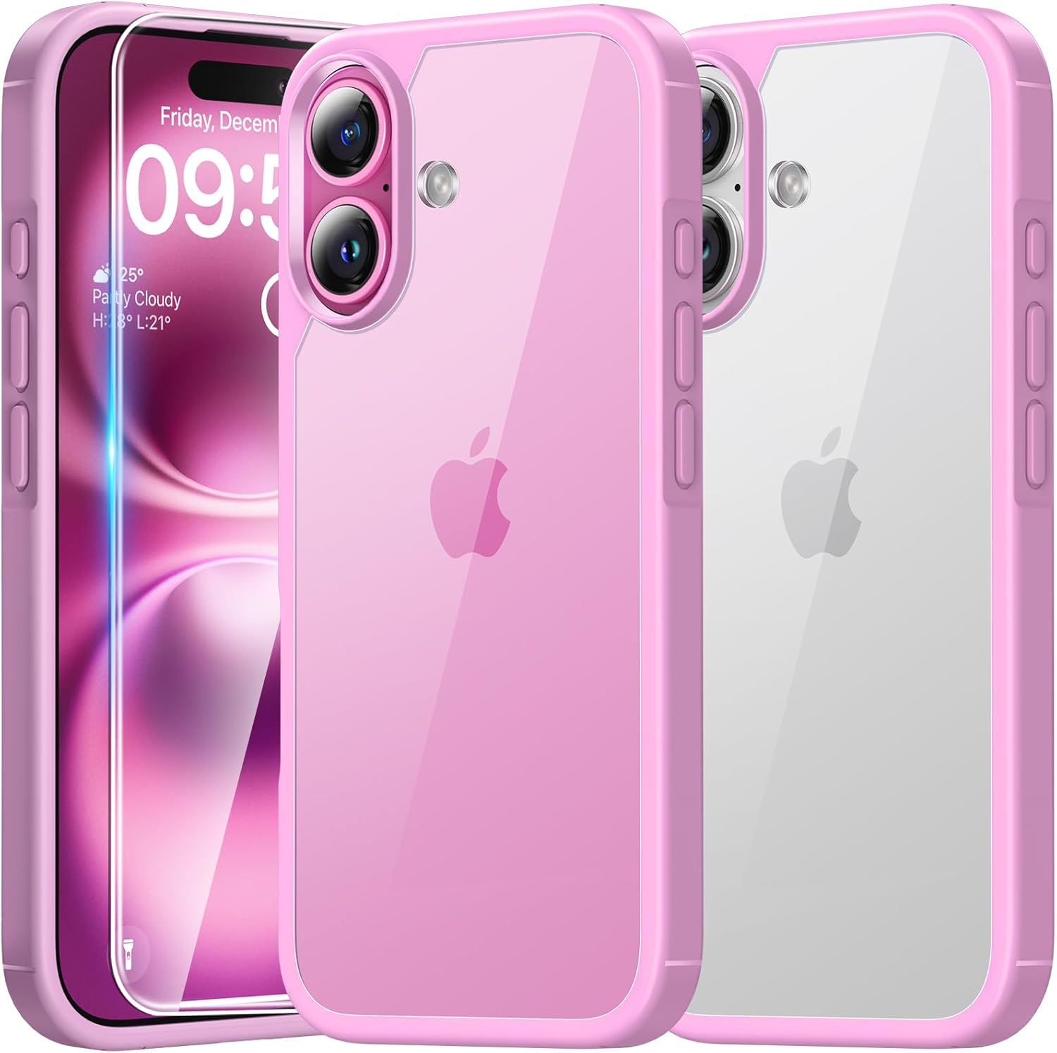 TAURI 3 in 1 for iPhone 16 Case with 2X HD Screen Protector, [Not-Yellowing] [15...