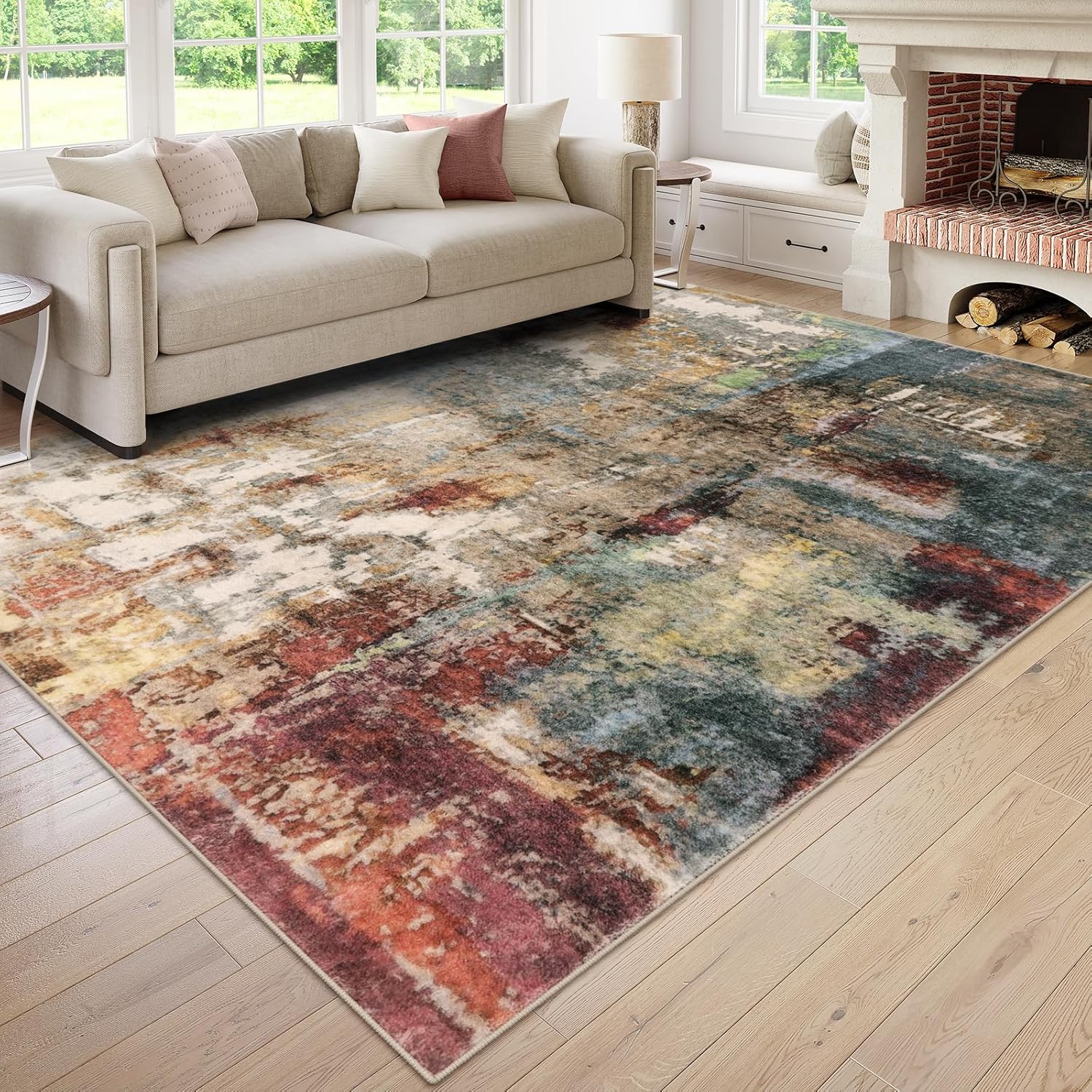 Lahome Modern Abstract Area Rug 6x9 Rugs for Living Room, Washable Accent Bedroo...