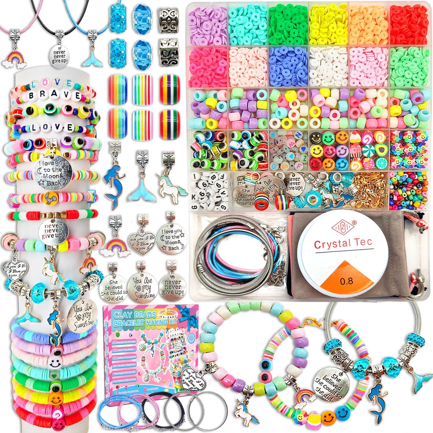 leitait Girls Toys Bracelet Making Kit -3400pcs Beads for Charm Jewelry Making K...
