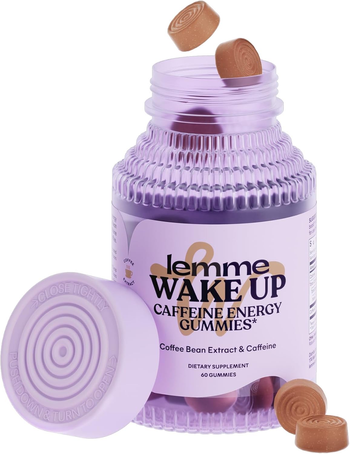 Lemme Wake Up Caffeine Energy Gummies, 80mg of Caffeine Per Serving, Coffee Bean...