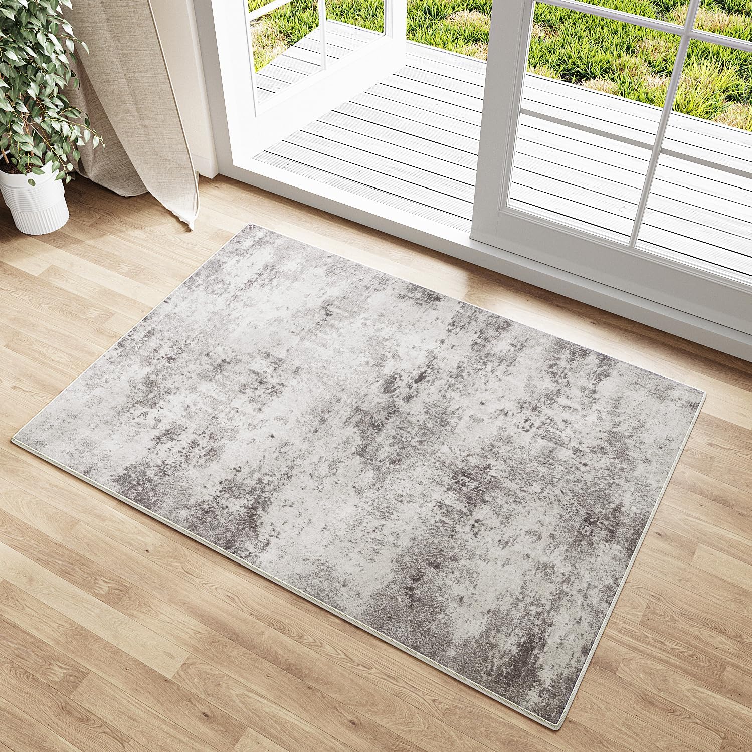 2x3 Entryway Rugs Grey Machine Washable Area Rug Entrance Door Mat Indoor Accent...