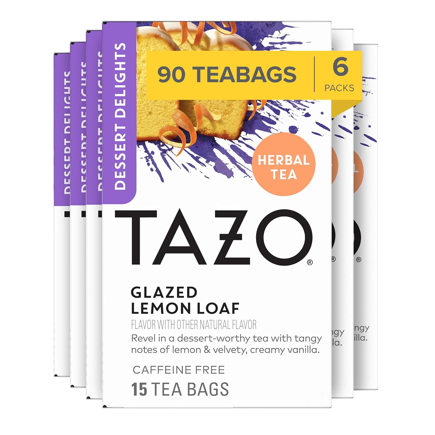 TAZO Dessert Delights Glazed Lemon Loaf Herbal Tea Bags, Caffeine-Free, 90 Total...