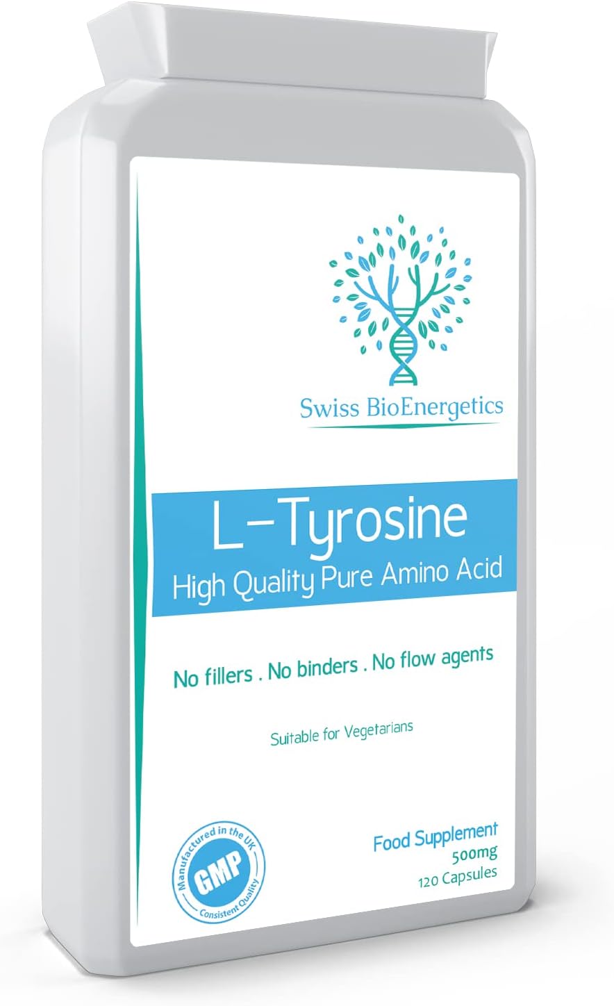 L-Tyrosine 500mg 120 Capsules - Pure Amino Acid with No Fillers or Binders or Fl...