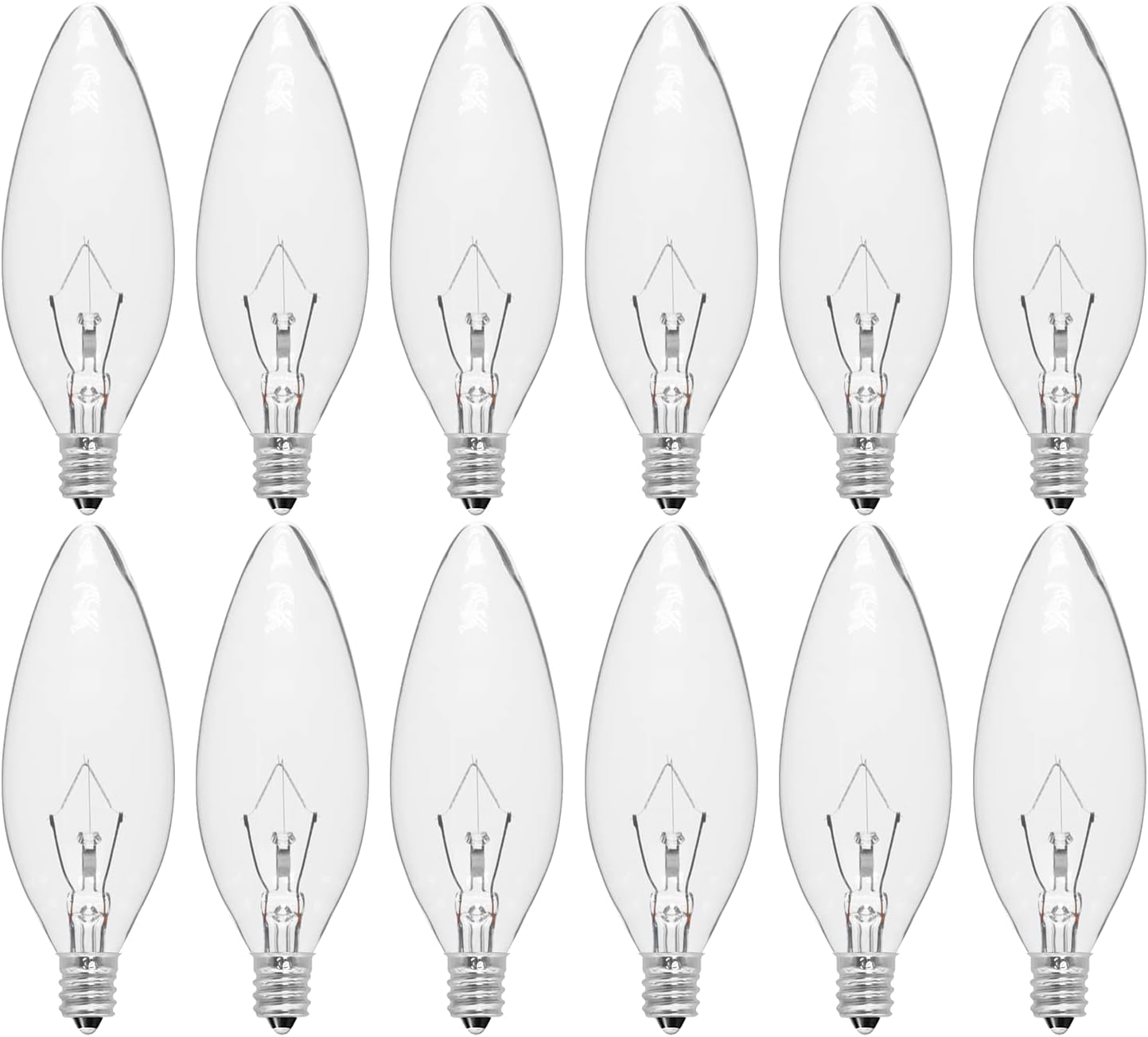 12-Pack E12 Candle Light Bulbs 40W Warm White 2500K, 380 Lumen Dimmable Chandeli...