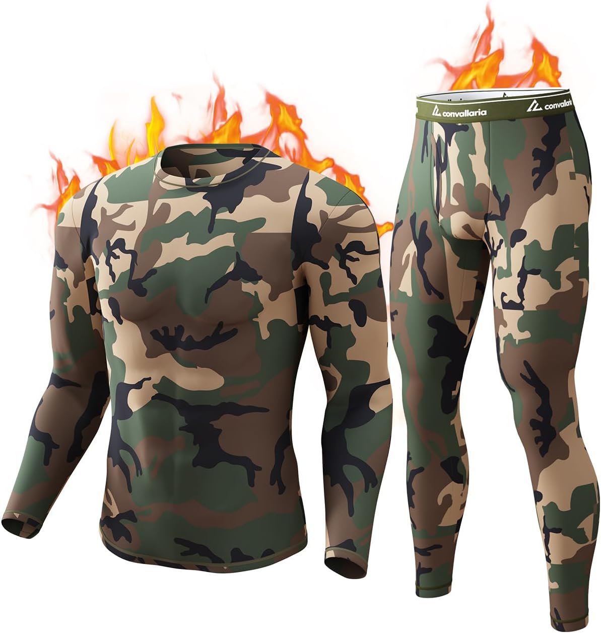 CL convallaria Long Johns Thermal Underwear for Men Soft Fleece Lined Base Layer...