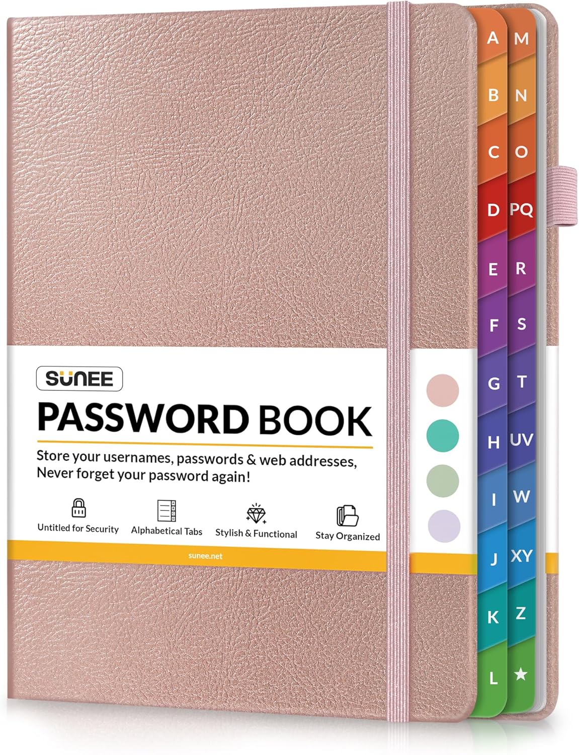 SUNEE Password Book with Colorful Alphabetical Tabs, Password Notebook Organizer...