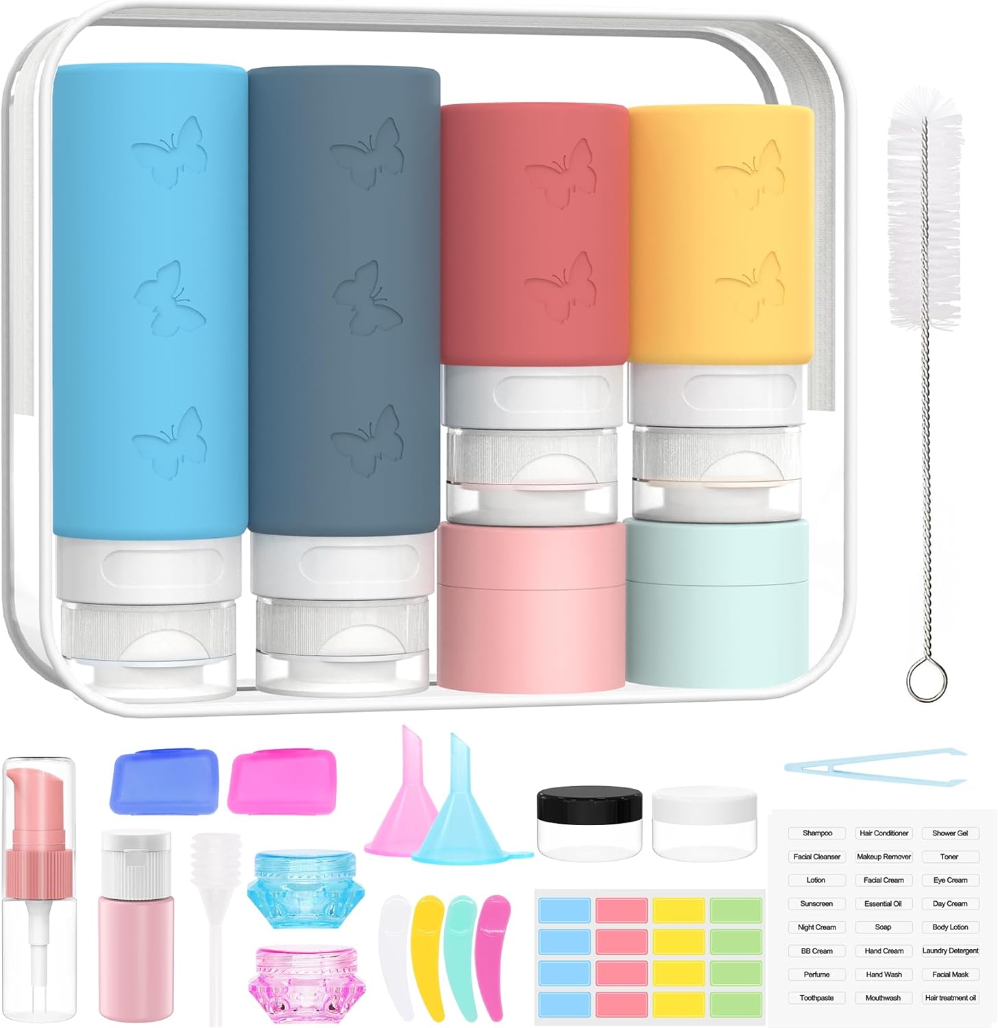 26 Pcs Travel Bottles Set for Toiletries, Squeezable Travel Bottles for Toiletri...