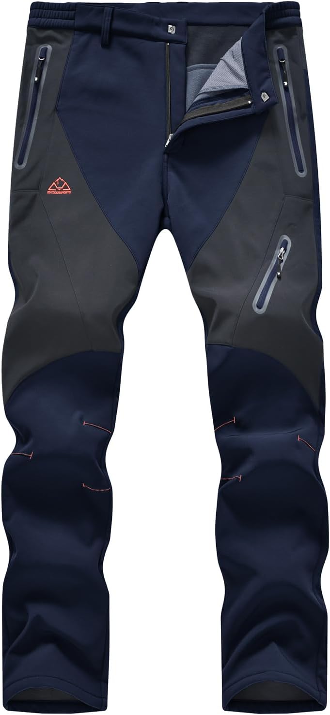 donhobo Men's Waterproof Trousers Softshell Fleece Lined Outdoor Walking Warm Th...