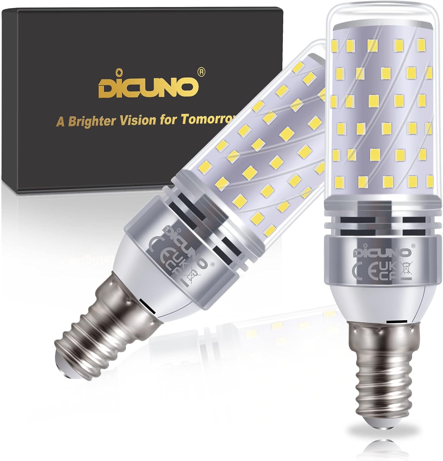 DiCUNO E14 LED Bulb 10W, E14 Small Edison Screw Light Bulbs, Cool White 6000K, 1...