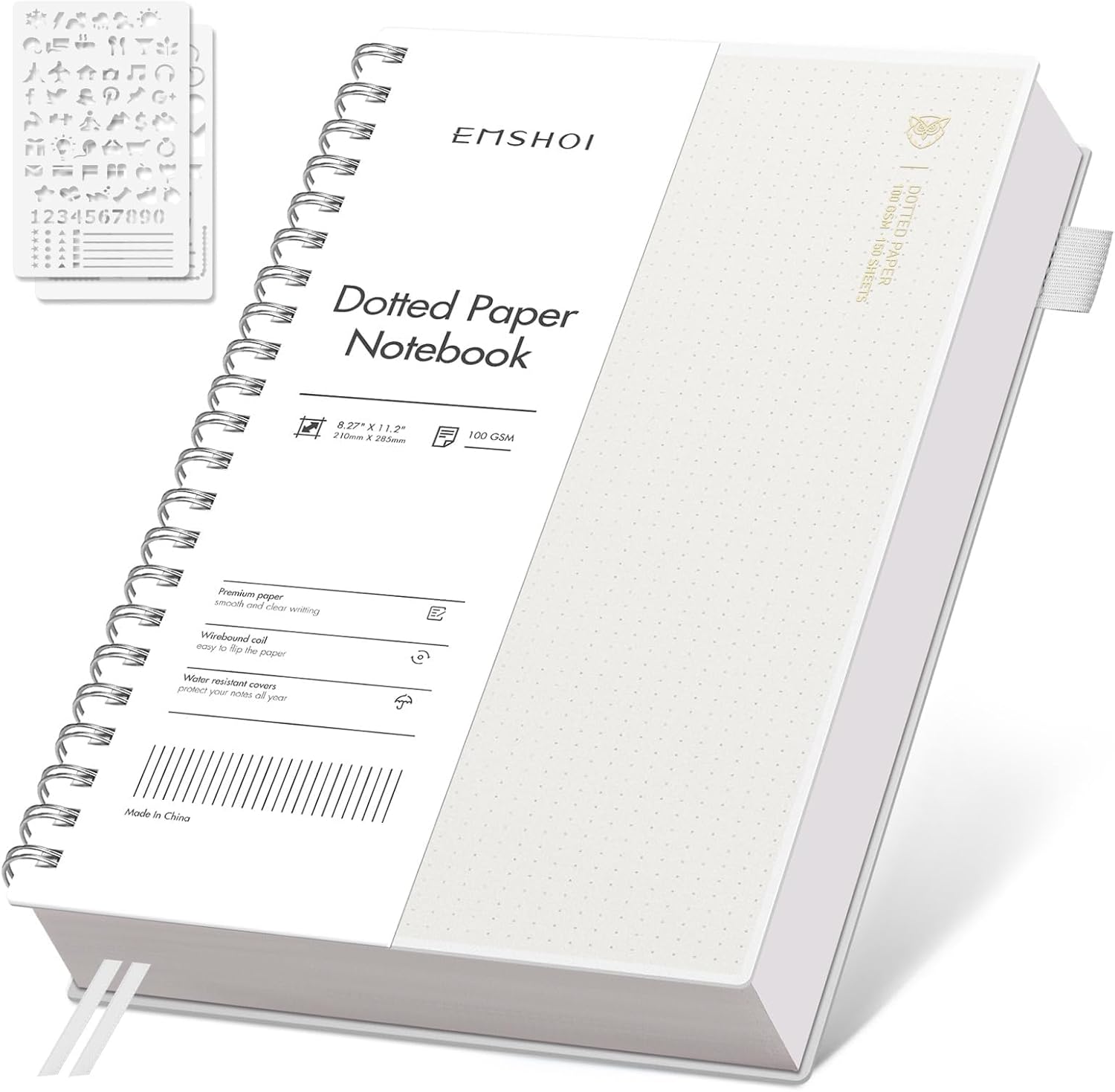 EMSHOI A4 Dotted Notebook, Spiral Notepad 150 Sheets/300 Pages, 100gsm, PVC Cove...