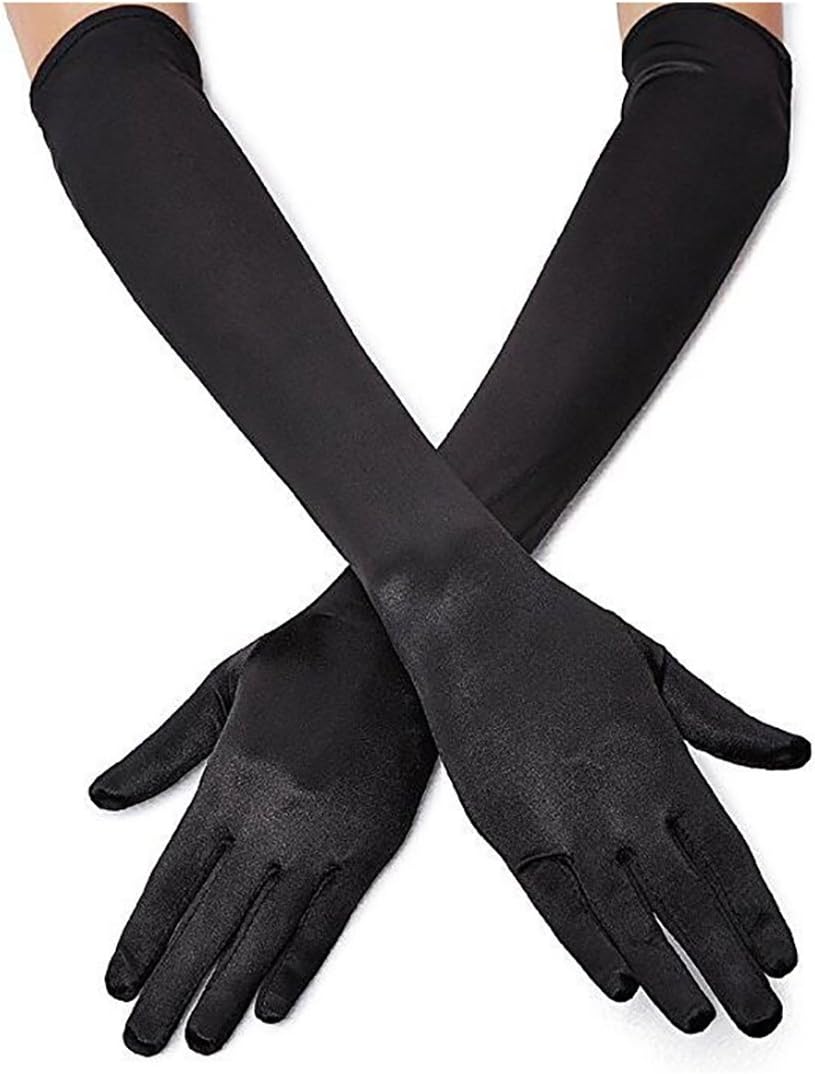 Long Opera Party Gloves for Women 1920s 20s Satin Gloves Costumes Elbow Length B...