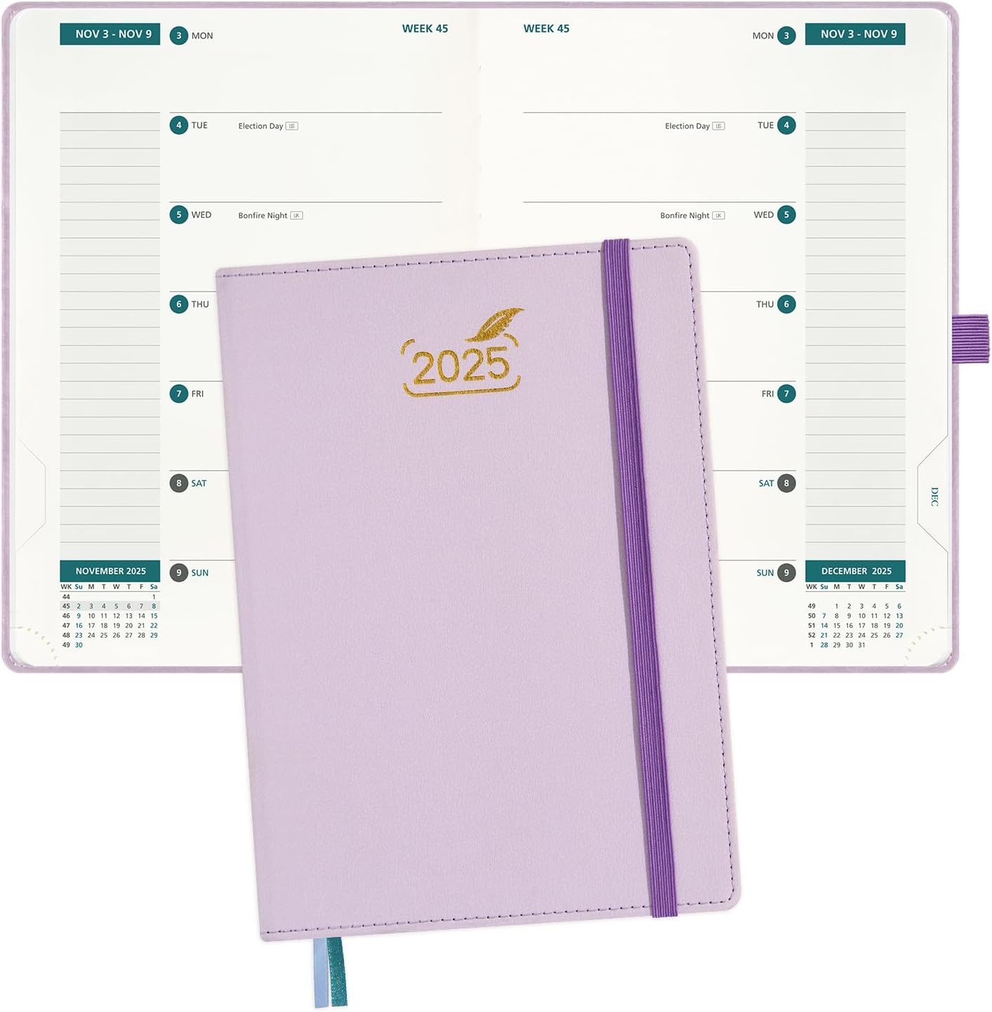 BEZEND 2025 Weekly Planner with 2 Columns & Monthly Tabs 6" x 8.5" - Agenda 2025...