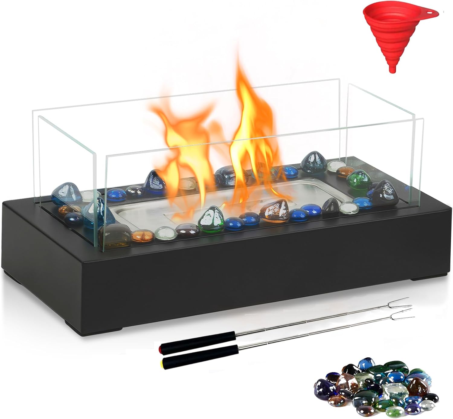 Poofzy Tabletop Fire Pit, Indoor Fire Pit Tabletop, Table Top Firepit Outdoor, M...