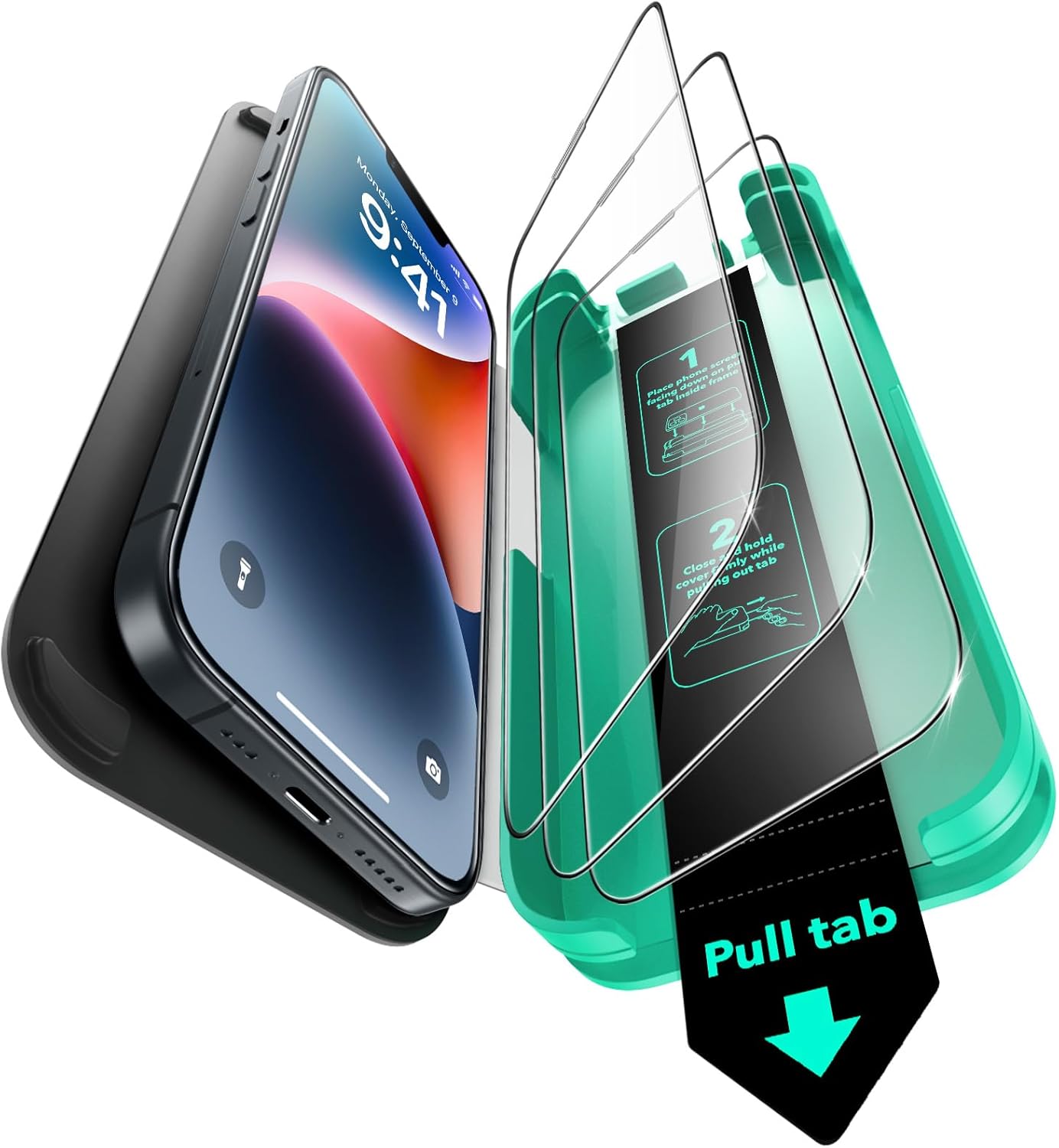 ESR 3 Pack 9H+ Glass for iPhone 14 Plus/iPhone 13 Pro Max Screen Protector, [Mil...