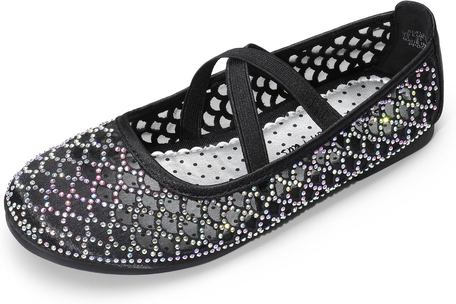 DREAM PAIRS Girls Ballerina Dress Shoes Mary Jane Flats 1 Little Kid Black-sheer