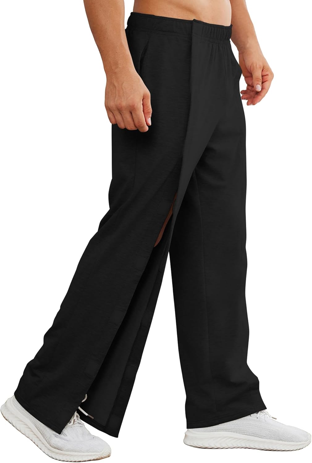 Deyeek Men's Post Surgery Pants Loose Fit Side Snap Tear Away Pants for Men Open...