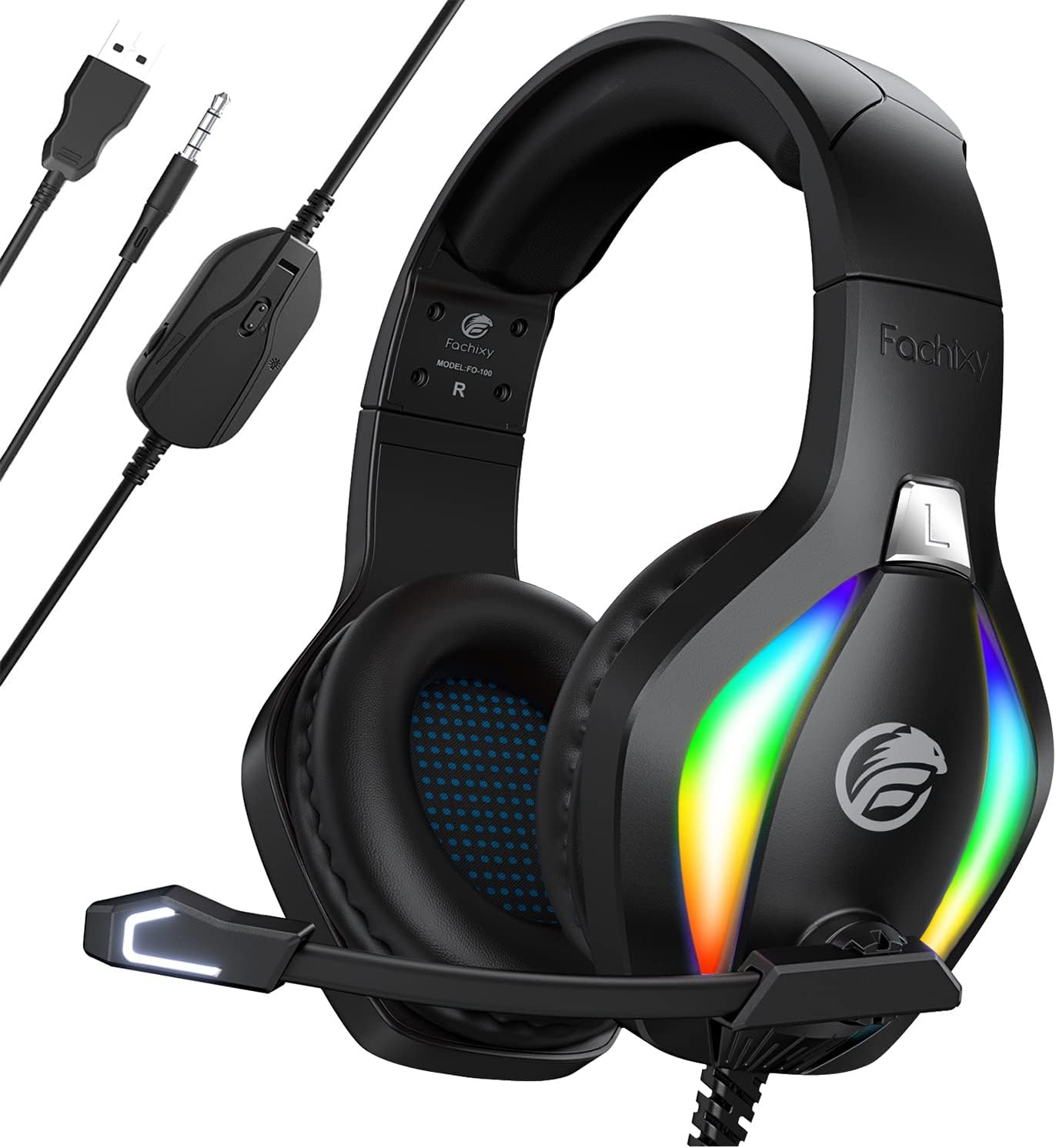 Fachixy「2024 New」FC100 RGB Gaming Headset for PS4/PC/Xbox/Nintendo Switch, PS5...